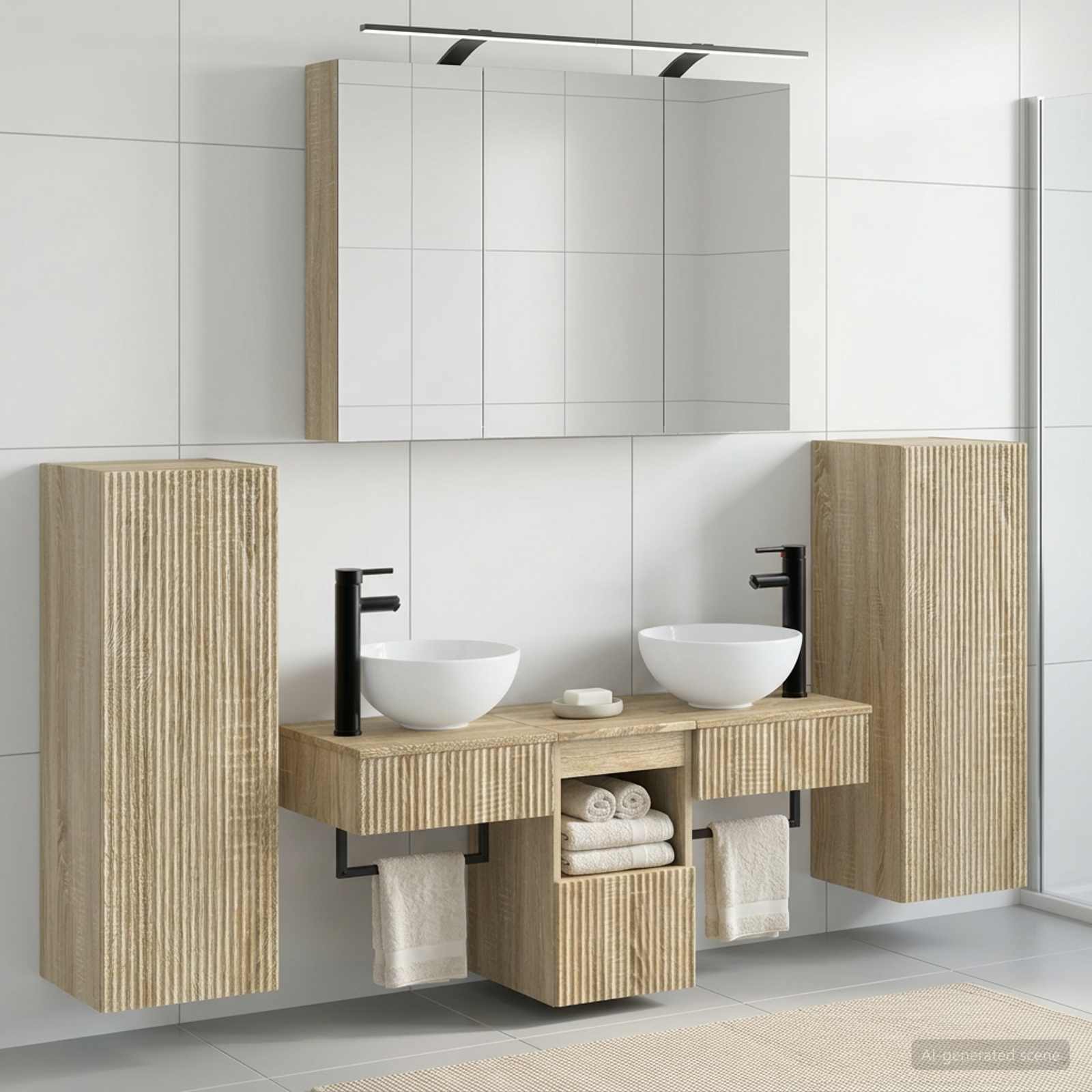 Badkamermeubelset 6 pcs Sonoma Eiken Bewerkt hout en glas is nu te koop bij PeponiXL, paradijselijk wonen!