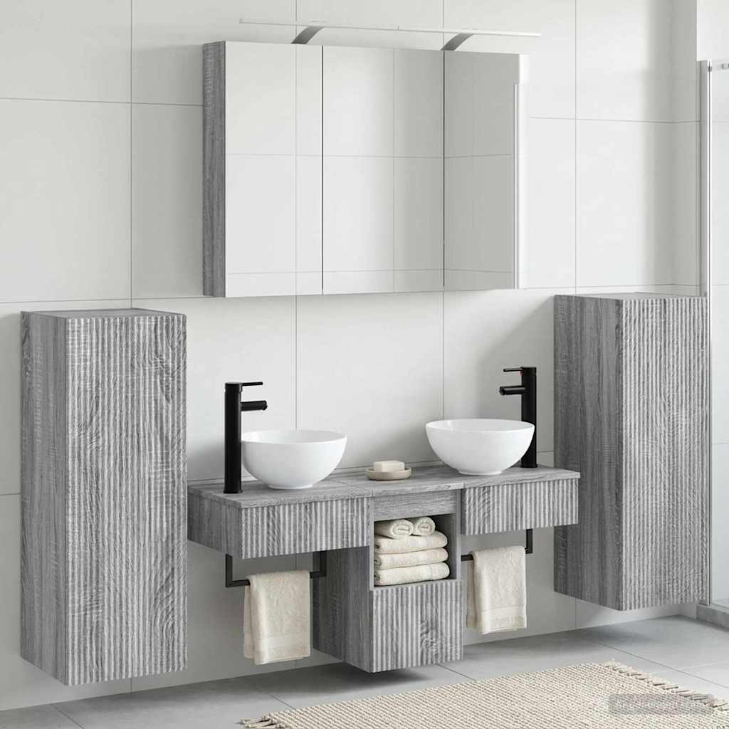 Badkamermeubelset 6 pcs Grijs Sonoma Bewerkt hout en glas is nu te koop bij PeponiXL, paradijselijk wonen!