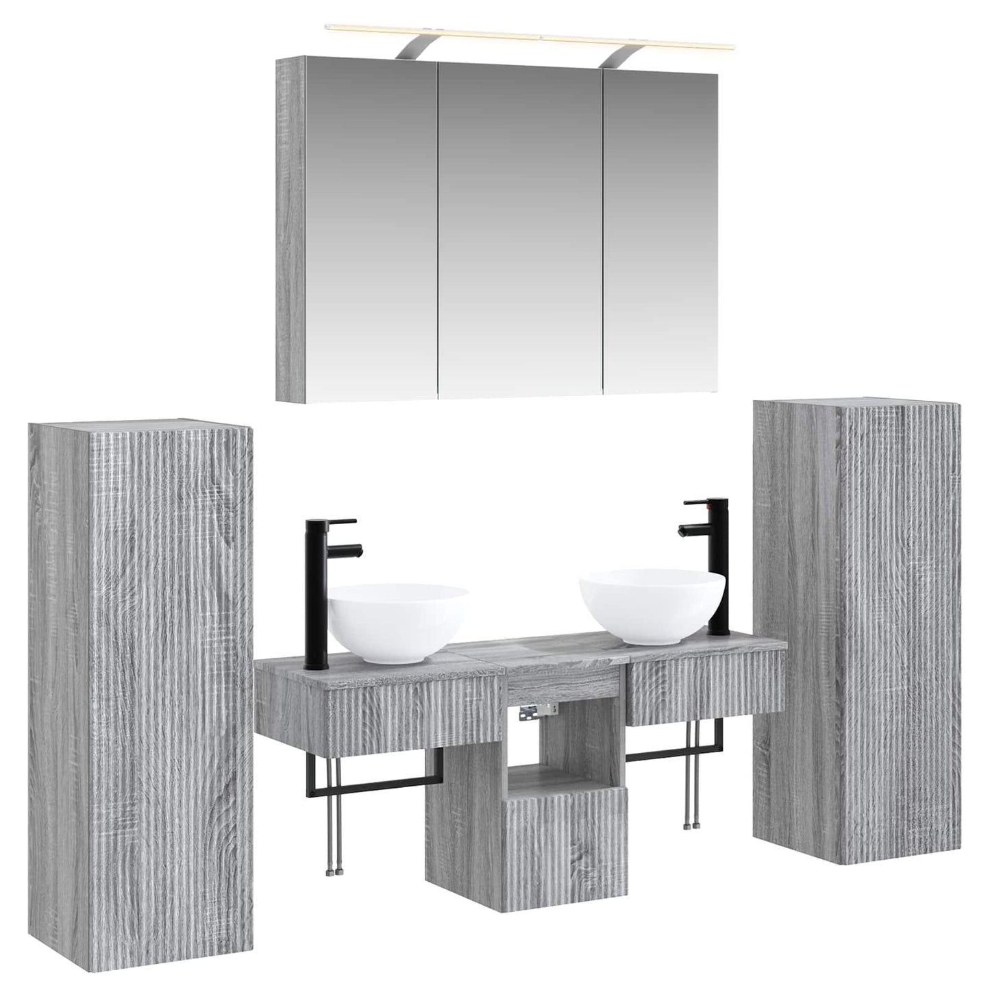 Badkamermeubelset 6 pcs Grijs Sonoma Bewerkt hout en glas is nu te koop bij PeponiXL, paradijselijk wonen!