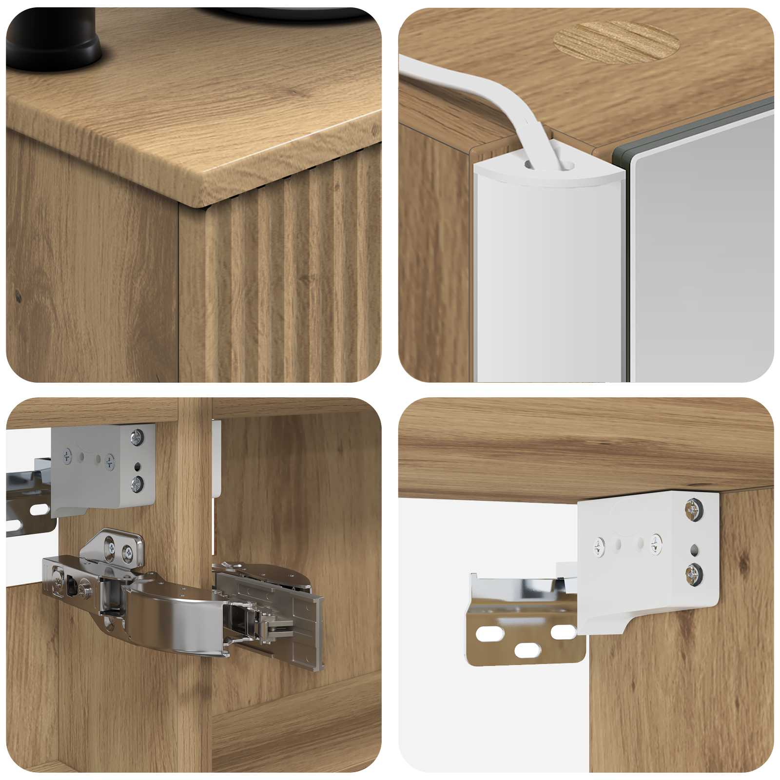 Badkamermeubelset 6 st Artisanaal eiken Bewerkt hout en glas is nu te koop bij PeponiXL, paradijselijk wonen!