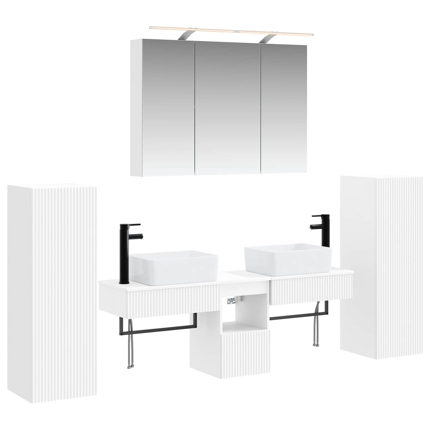 Badkamermeubelset 6 pcs Wit Bewerkt hout en glas is nu te koop bij PeponiXL, paradijselijk wonen!