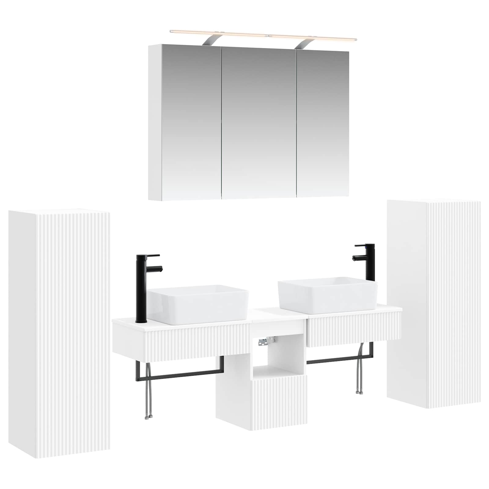 Badkamermeubelset 6 pcs Wit Bewerkt hout en glas is nu te koop bij PeponiXL, paradijselijk wonen!