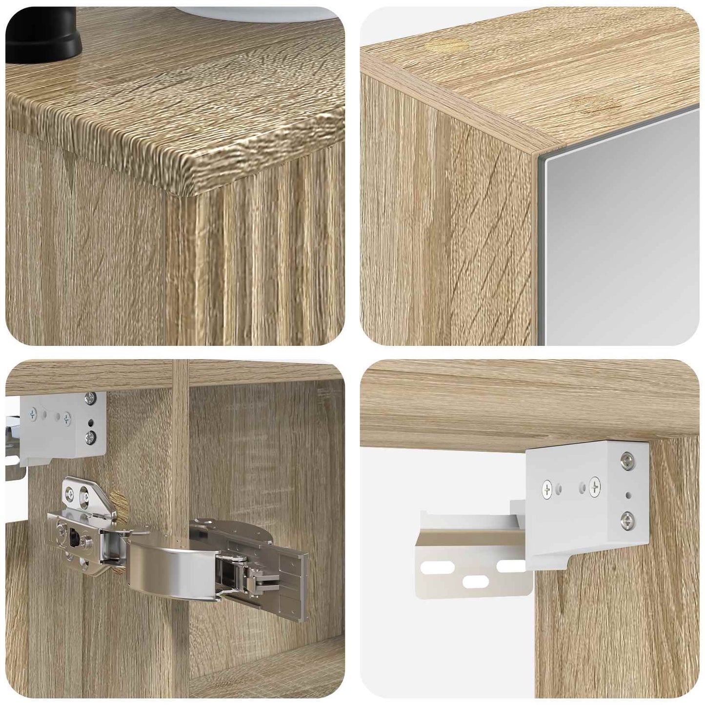 Badkamermeubelset 6 pcs Sonoma Eiken Bewerkt hout en glas is nu te koop bij PeponiXL, paradijselijk wonen!