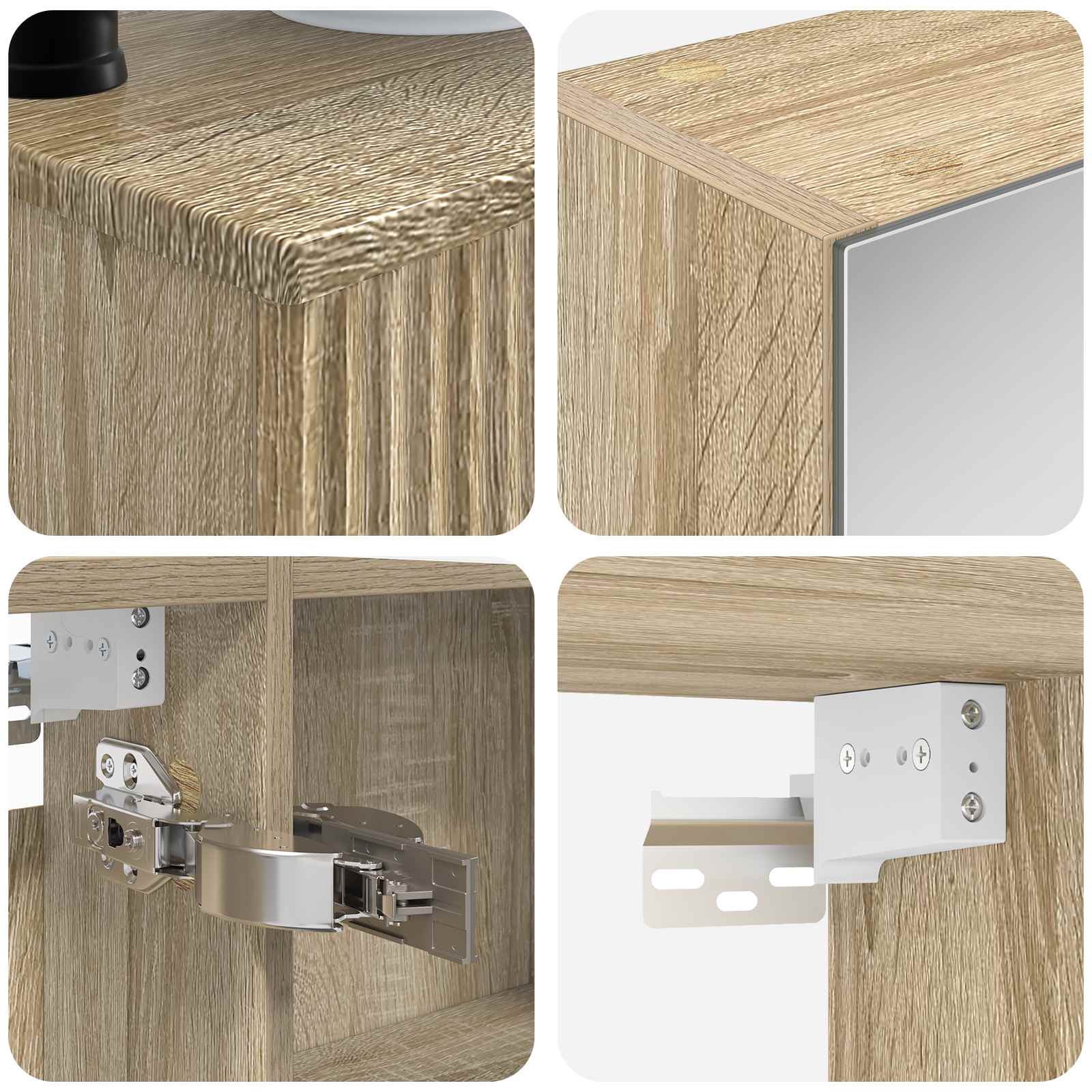 Badkamermeubelset 6 pcs Sonoma Eiken Bewerkt hout en glas is nu te koop bij PeponiXL, paradijselijk wonen!