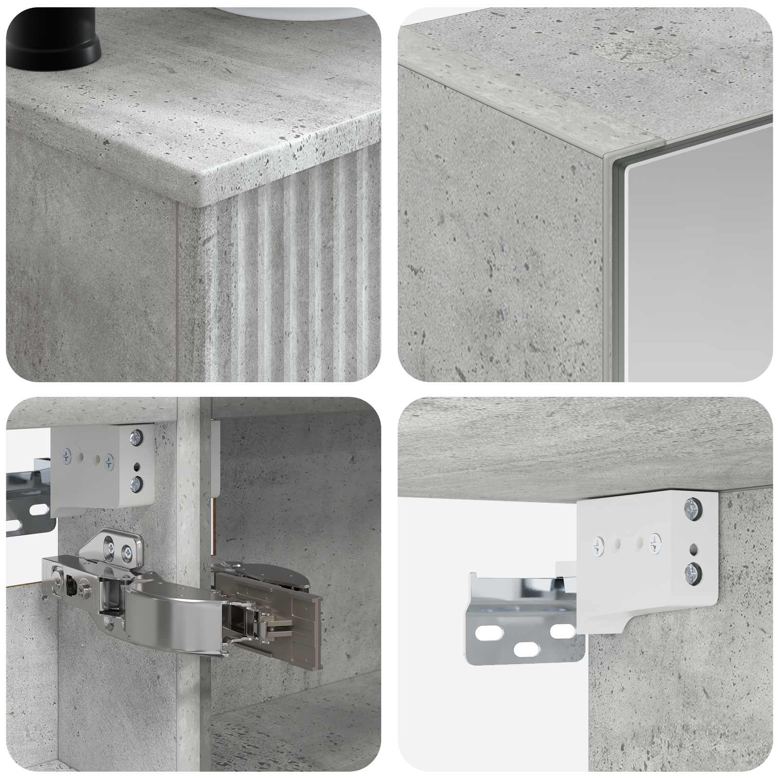 Badkamermeubelset 6 pcs Betongrijs Bewerkt hout en glas is nu te koop bij PeponiXL, paradijselijk wonen!