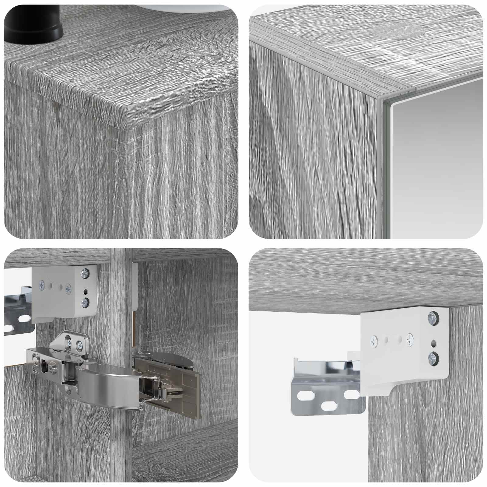 Badkamermeubelset 6 pcs Grijs Sonoma Bewerkt hout en glas is nu te koop bij PeponiXL, paradijselijk wonen!