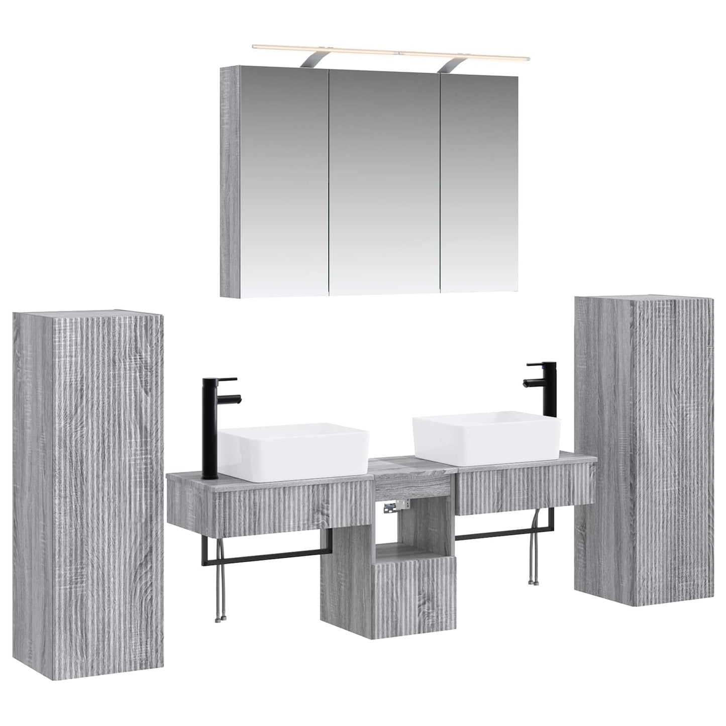 Badkamermeubelset 6 pcs Grijs Sonoma Bewerkt hout en glas is nu te koop bij PeponiXL, paradijselijk wonen!
