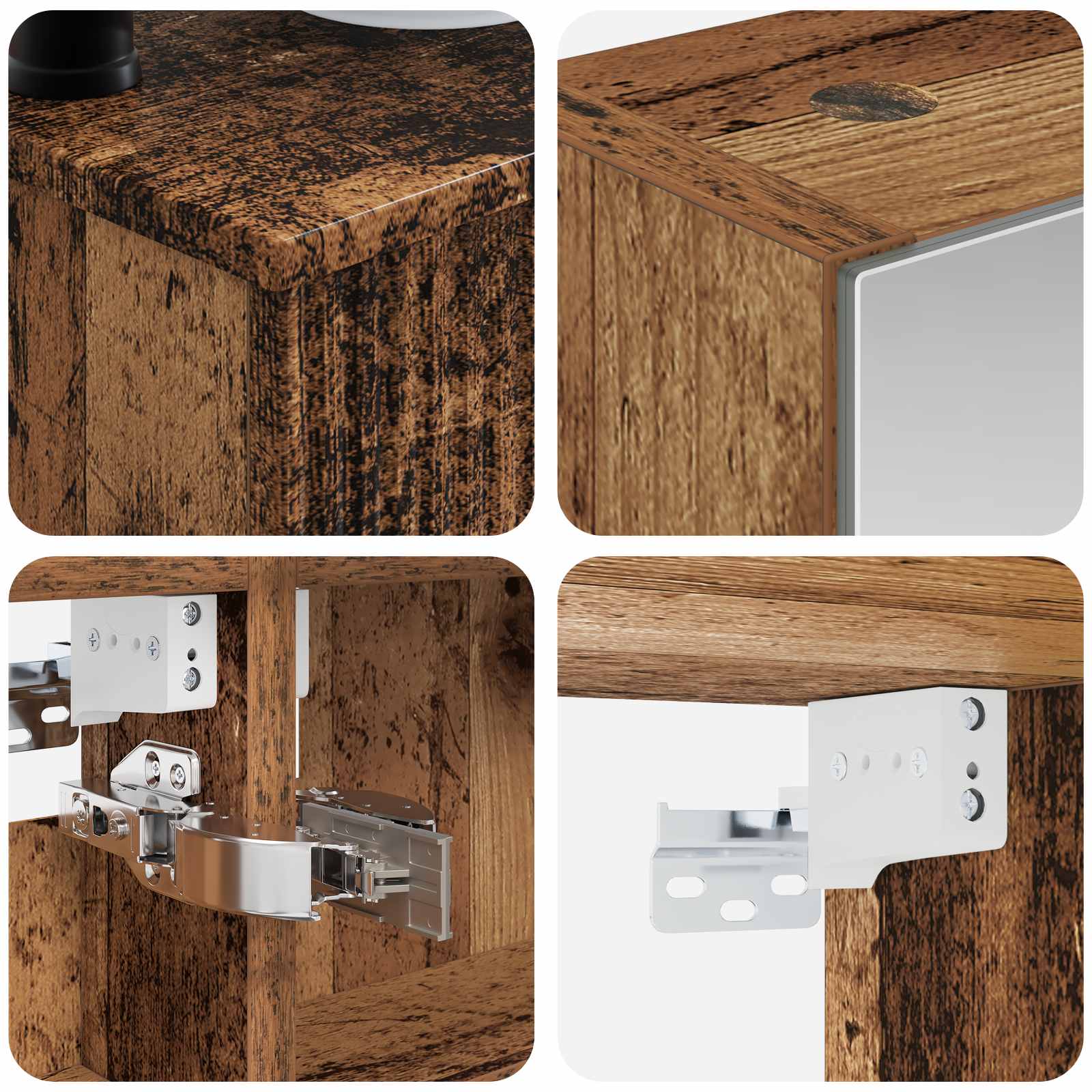 Badkamermeubelset 6 pcs Oud hout Bewerkt hout en glas is nu te koop bij PeponiXL, paradijselijk wonen!