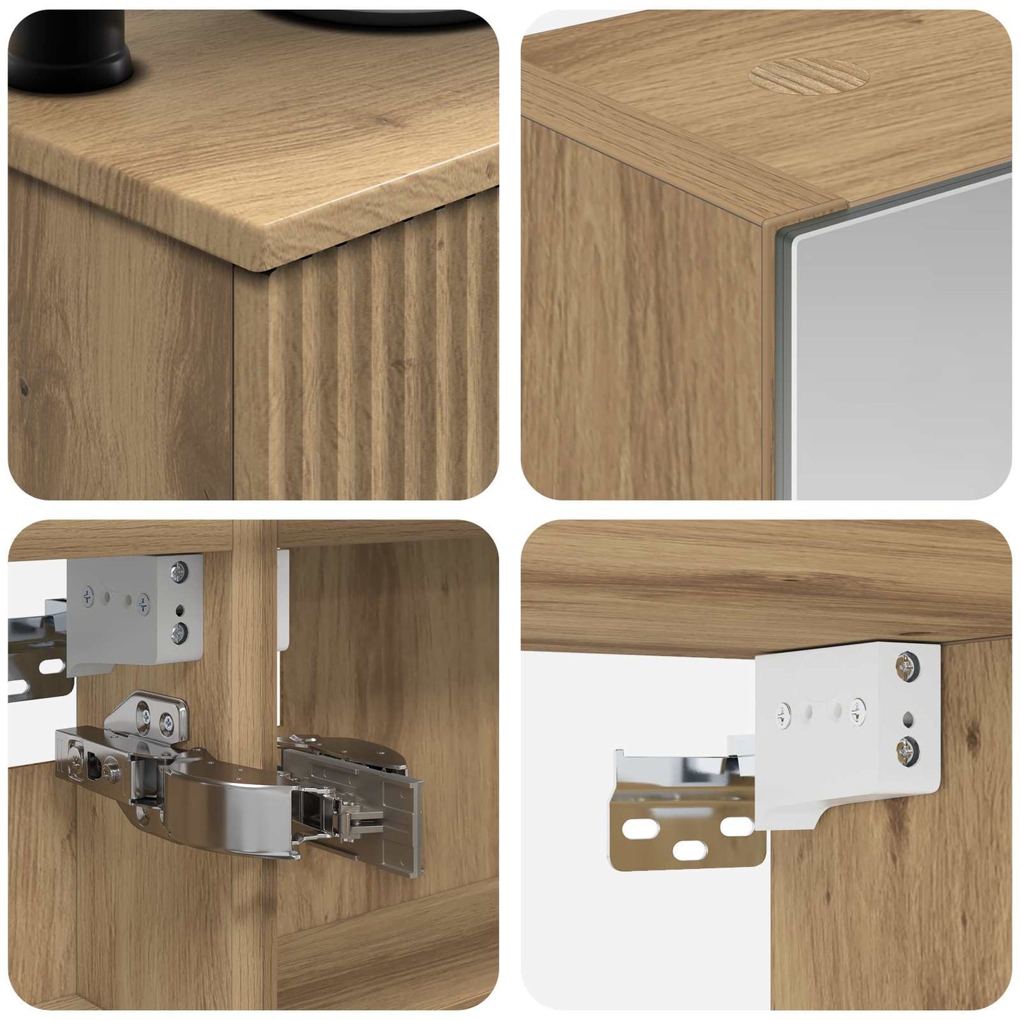 Badkamermeubelset 6 pcs Artisanaal eiken Bewerkt hout en glas is nu te koop bij PeponiXL, paradijselijk wonen!