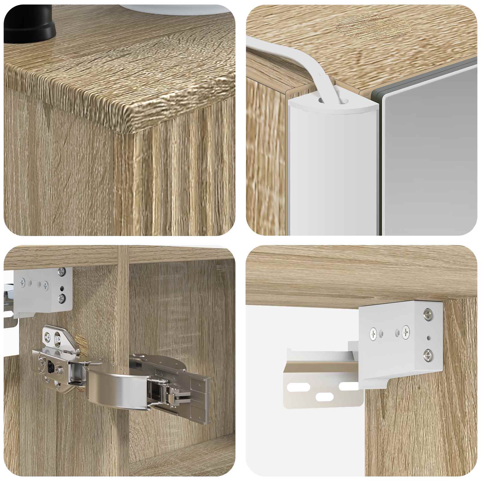 Badkamermeubelset 6 pcs Sonoma Eiken Bewerkt hout en glas is nu te koop bij PeponiXL, paradijselijk wonen!