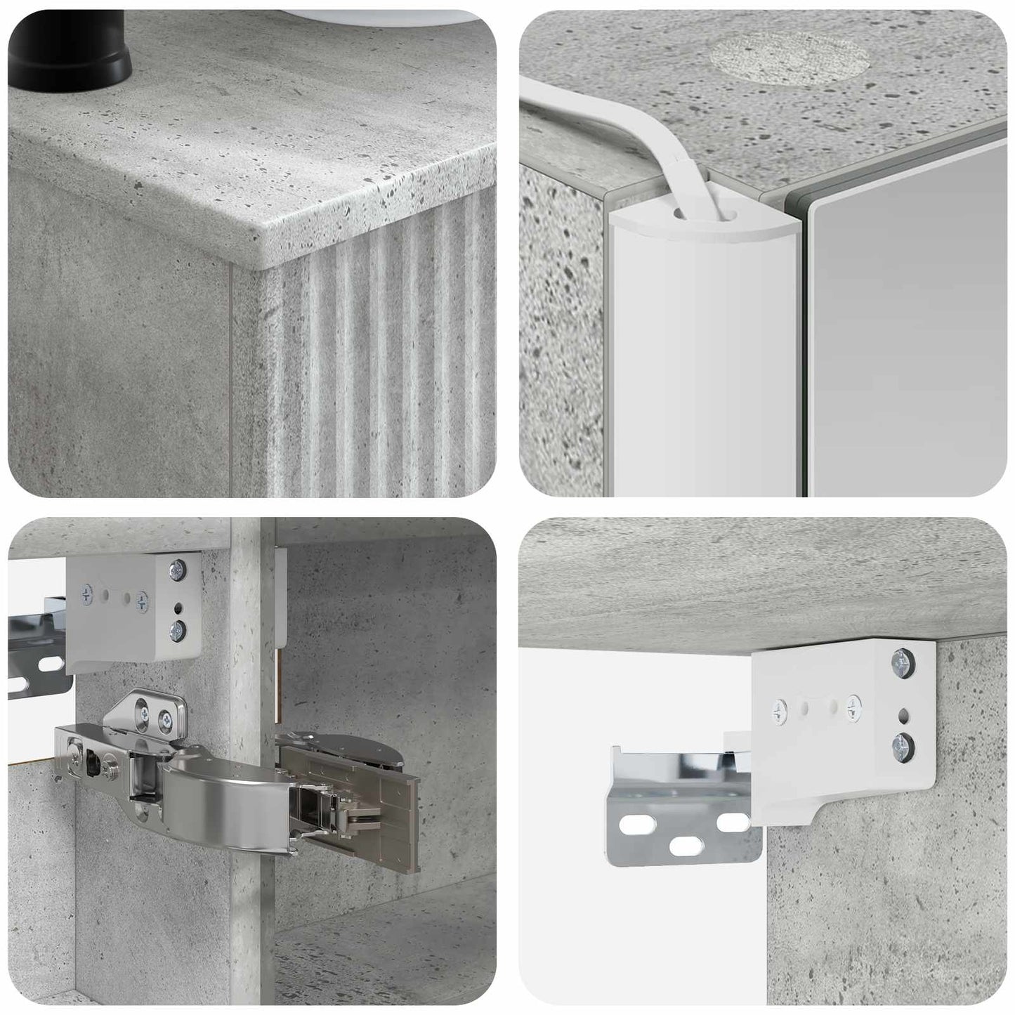 Badkamermeubelset 6 pcs Betongrijs Bewerkt hout en glas is nu te koop bij PeponiXL, paradijselijk wonen!