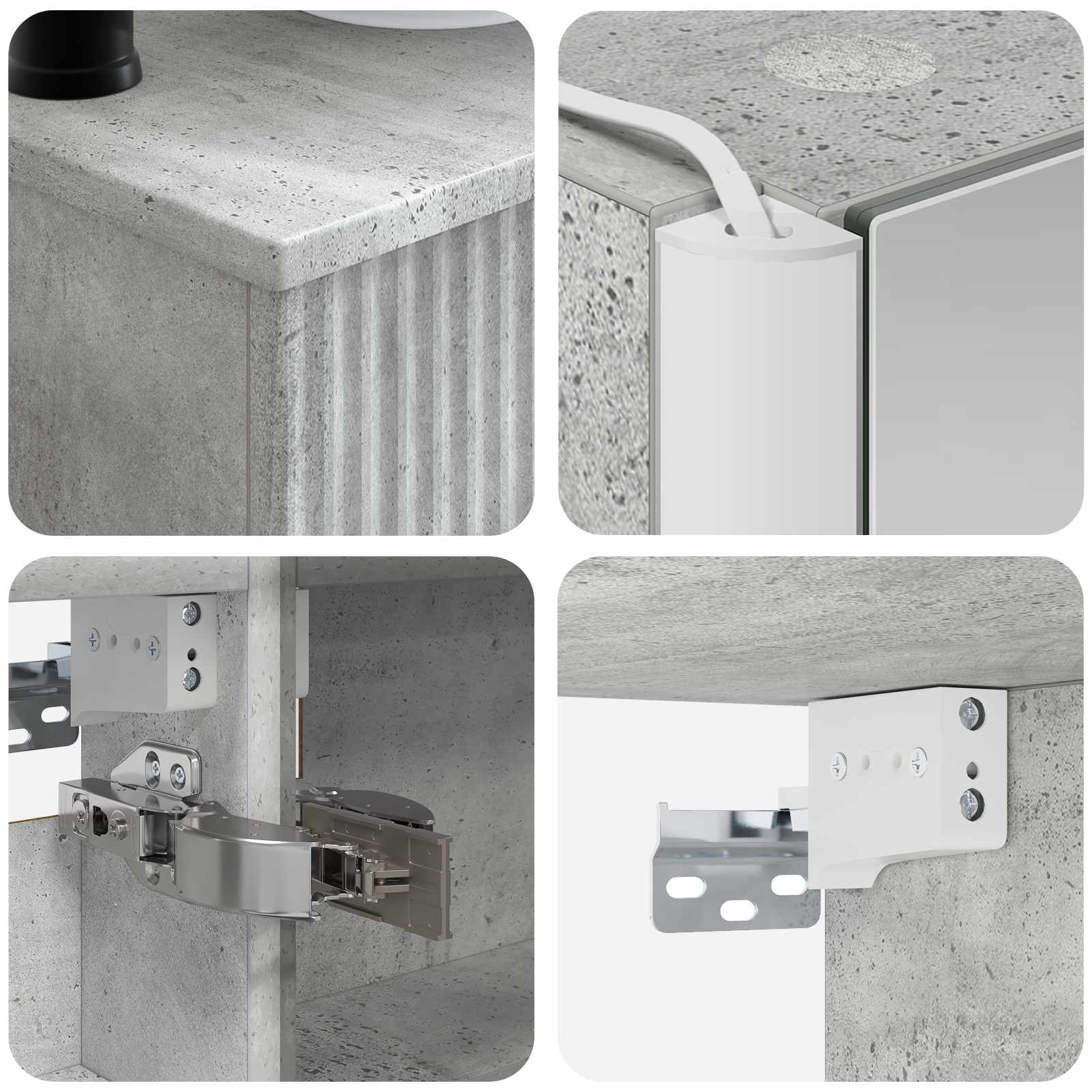 Badkamermeubelset 6 pcs Betongrijs Bewerkt hout en glas is nu te koop bij PeponiXL, paradijselijk wonen!