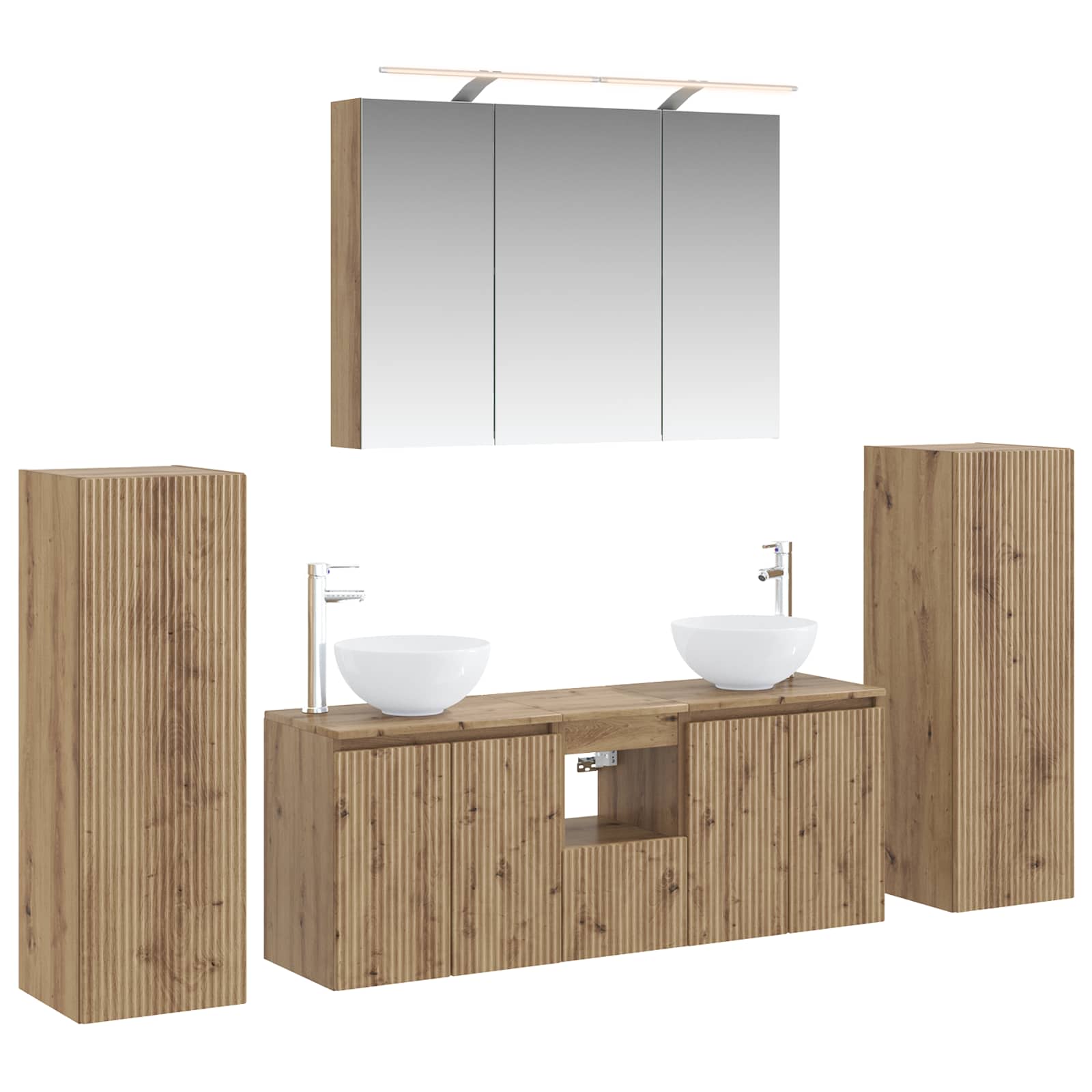 Badkamermeubelset 6 st Artisanaal eiken Bewerkt hout en glas is nu te koop bij PeponiXL, paradijselijk wonen!