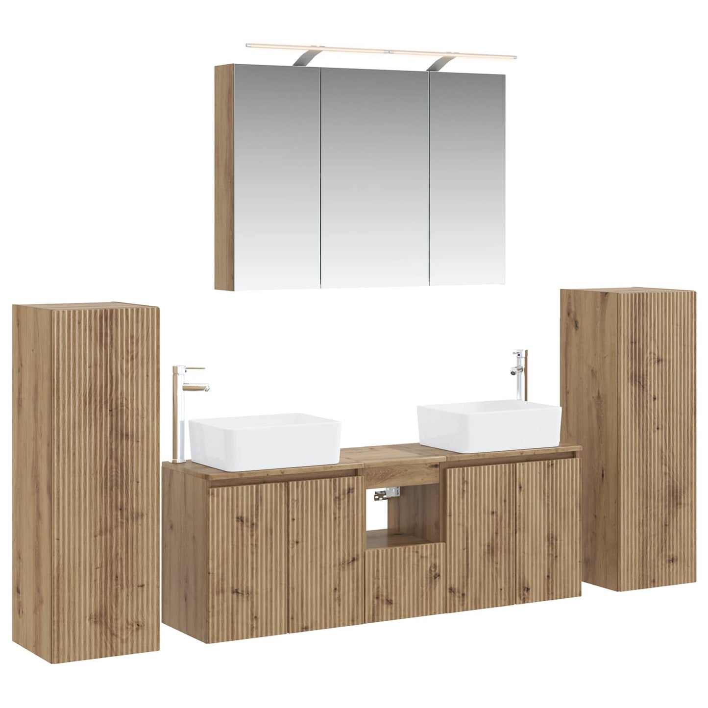 Badkamermeubelset 6 st Artisanaal eiken Bewerkt hout en glas is nu te koop bij PeponiXL, paradijselijk wonen!