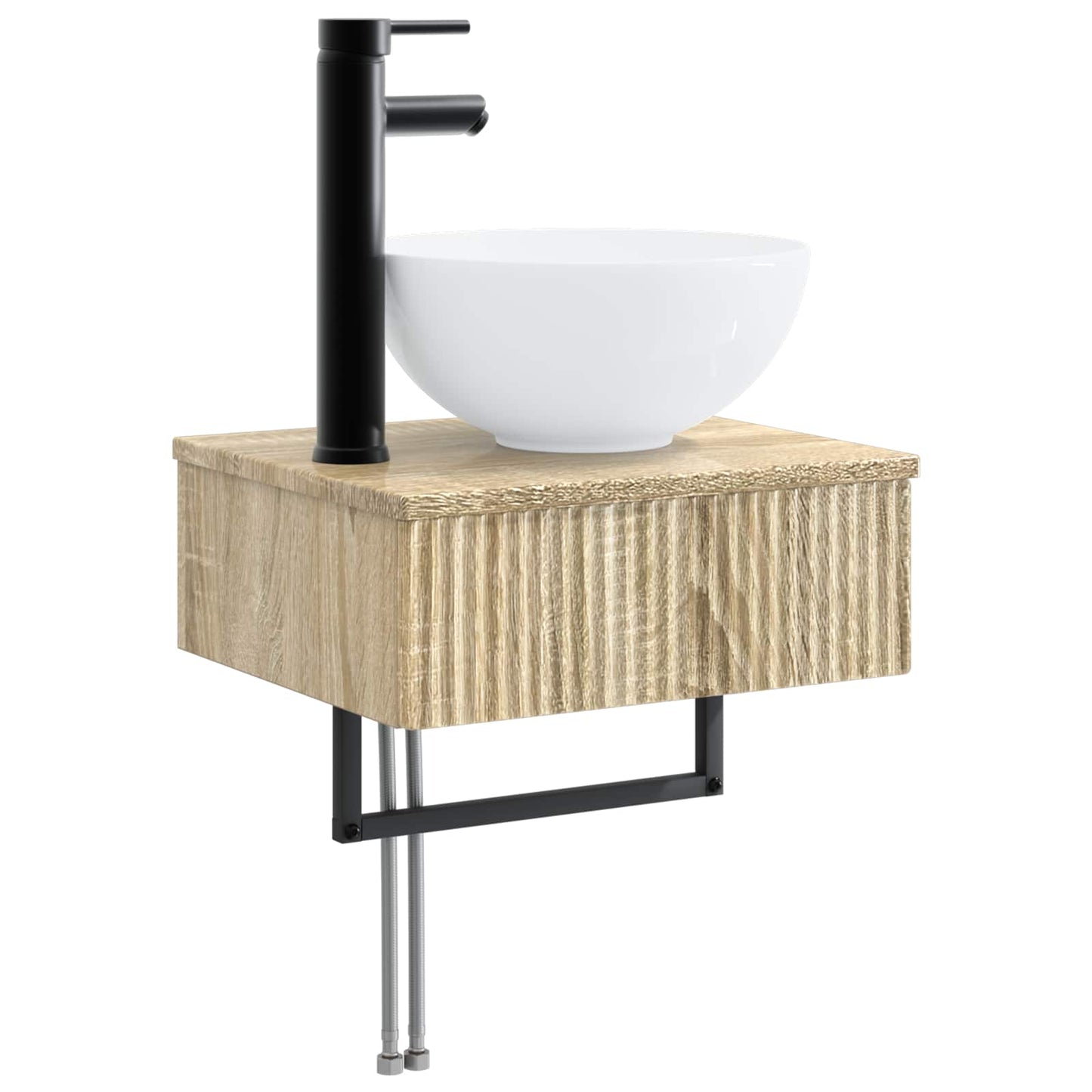 Badkamermeubelset 6 pcs Sonoma Eiken Bewerkt hout en glas is nu te koop bij PeponiXL, paradijselijk wonen!
