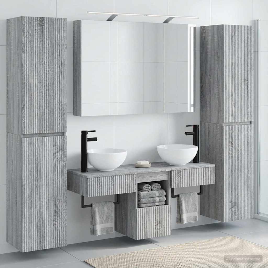 Badkamermeubelset 6 pcs Grijs Sonoma Bewerkt hout en glas is nu te koop bij PeponiXL, paradijselijk wonen!