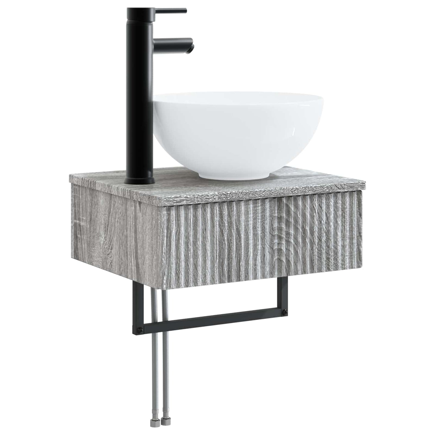 Badkamermeubelset 6 pcs Grijs Sonoma Bewerkt hout en glas is nu te koop bij PeponiXL, paradijselijk wonen!