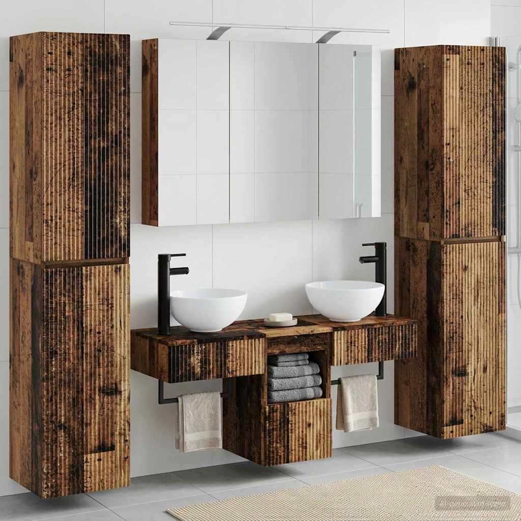 Badkamermeubelset 6 pcs Oud hout Bewerkt hout en glas is nu te koop bij PeponiXL, paradijselijk wonen!