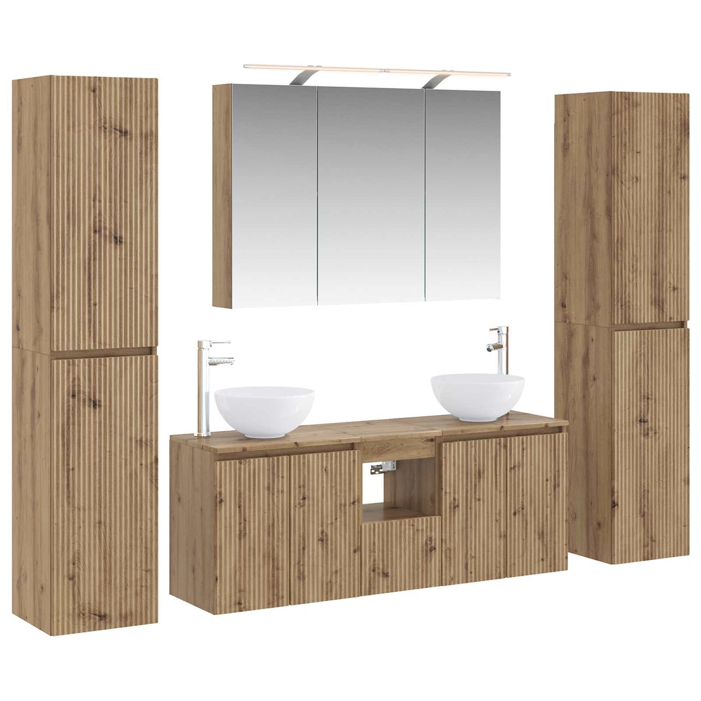 Badkamermeubelset 6 st Artisanaal eiken Bewerkt hout en glas is nu te koop bij PeponiXL, paradijselijk wonen!