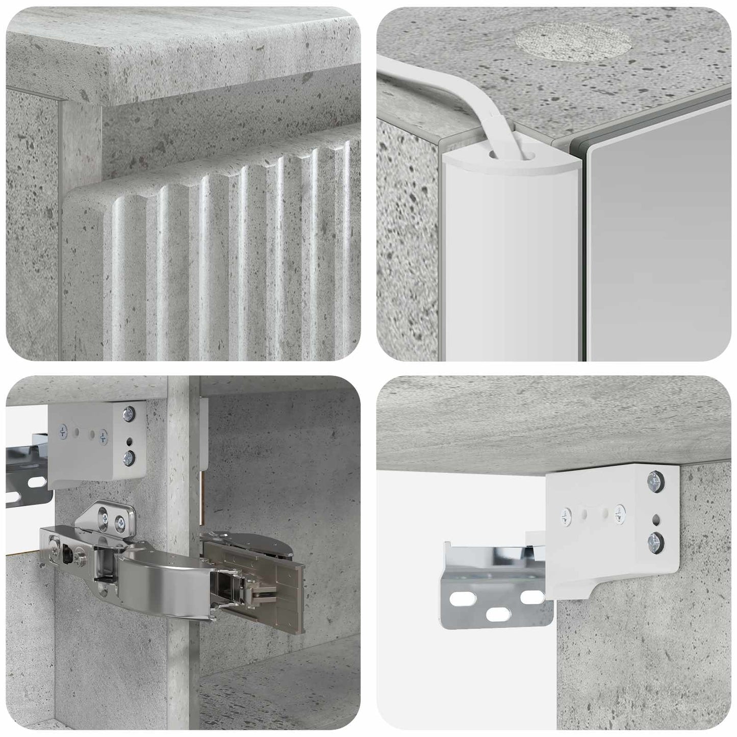 Badkamermeubelset 6 pcs Betongrijs Bewerkt hout en glas is nu te koop bij PeponiXL, paradijselijk wonen!