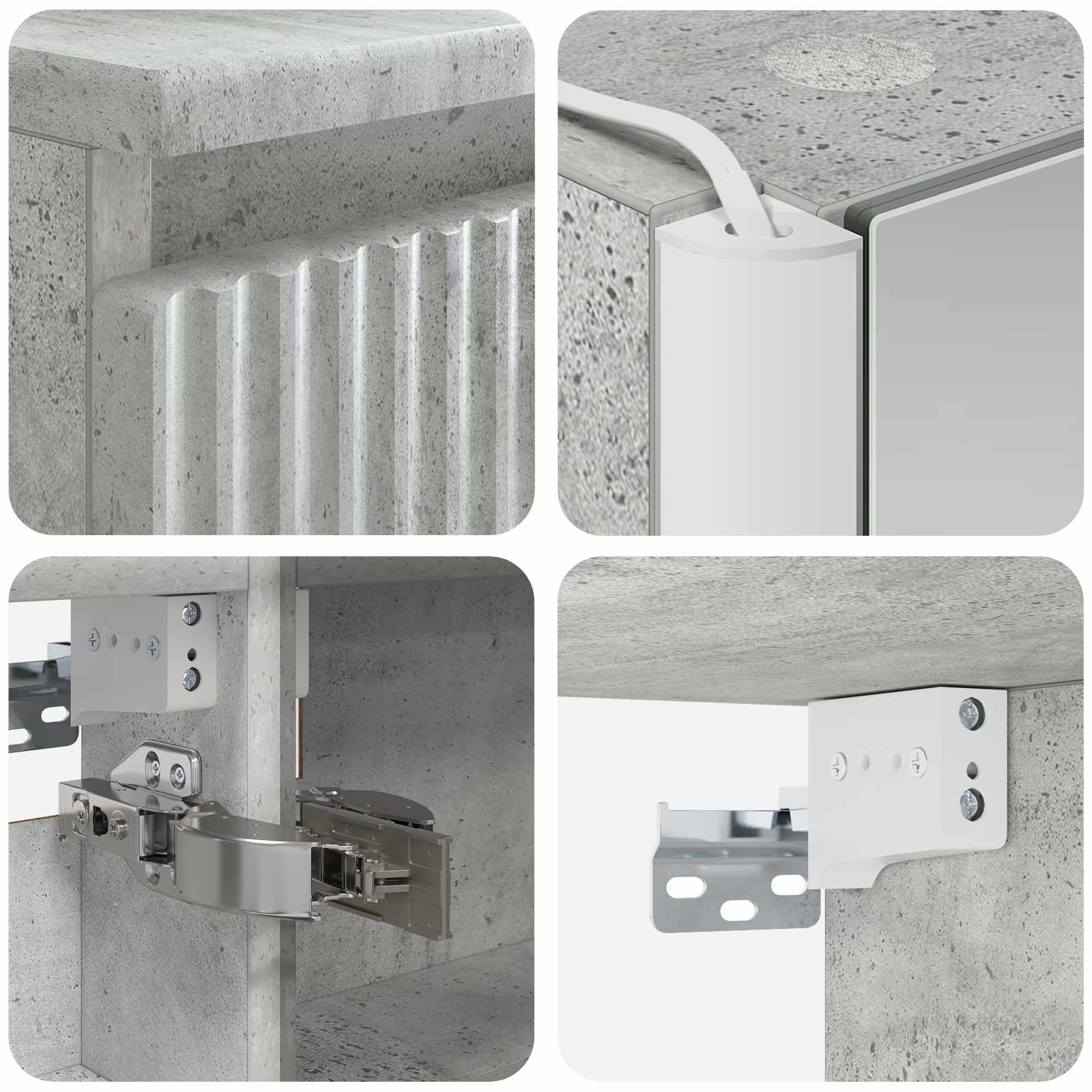 Badkamermeubelset 6 pcs Betongrijs Bewerkt hout en glas is nu te koop bij PeponiXL, paradijselijk wonen!