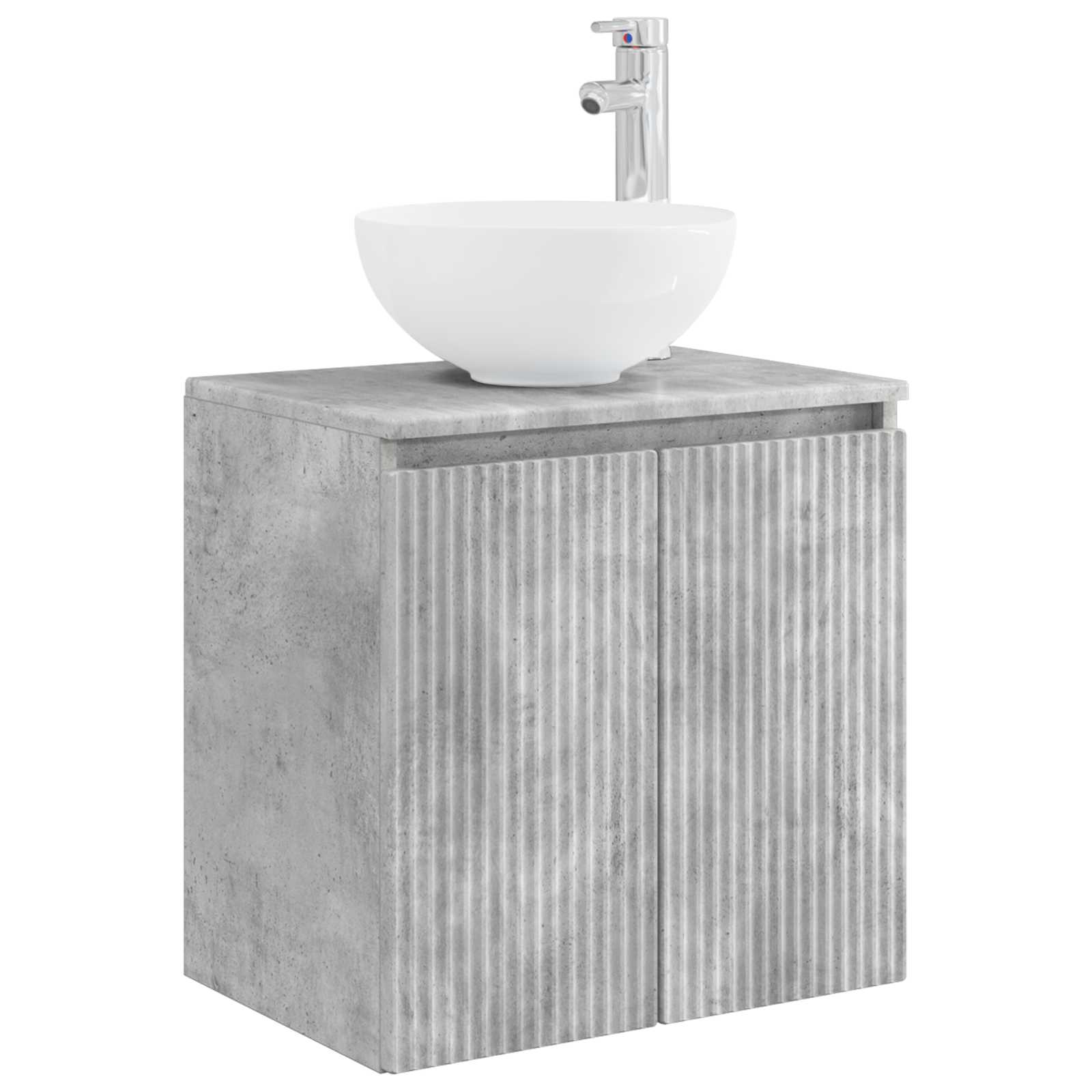Badkamermeubelset 6 pcs Betongrijs Bewerkt hout en glas is nu te koop bij PeponiXL, paradijselijk wonen!