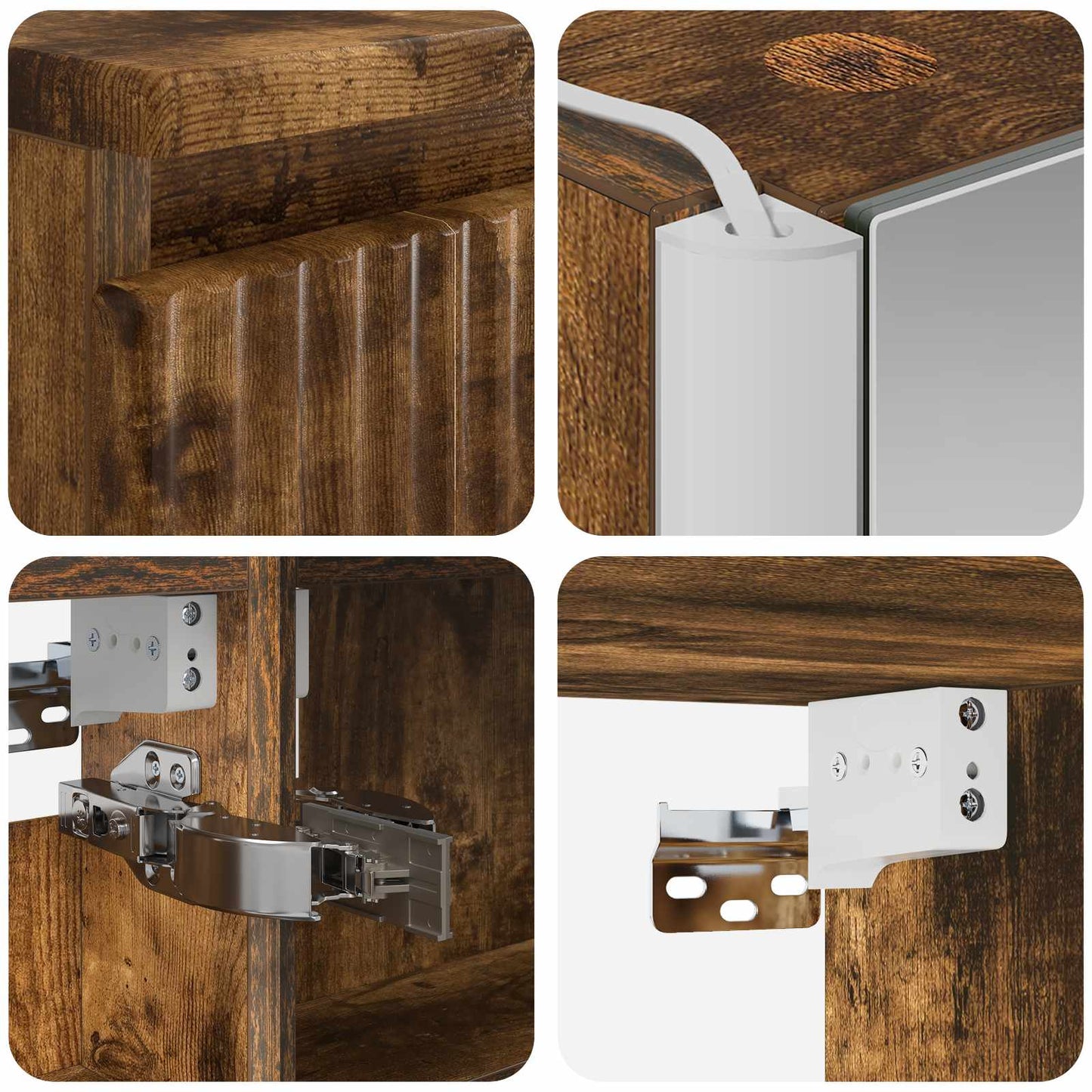 Badkamermeubelset 6 pcs Gerookt eiken Bewerkt hout en glas is nu te koop bij PeponiXL, paradijselijk wonen!