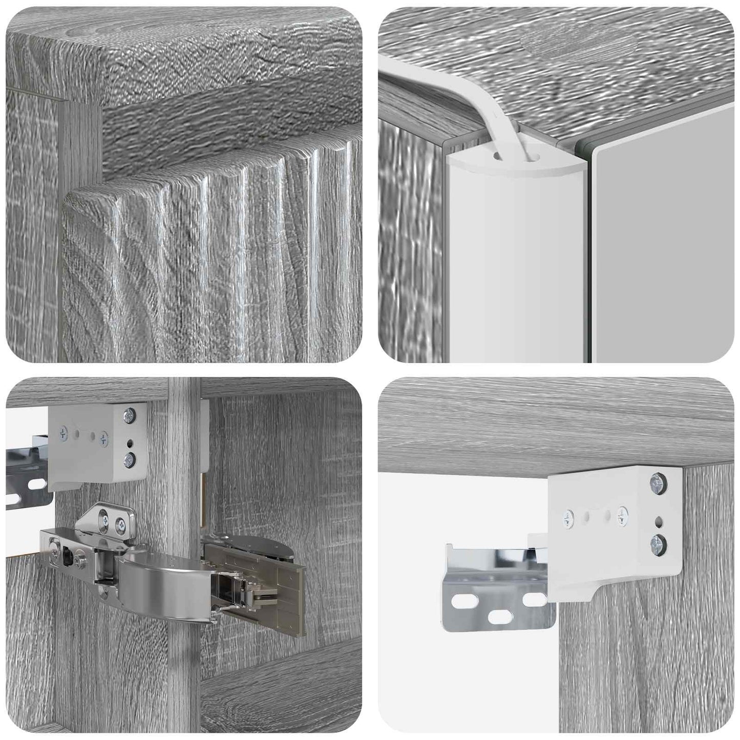 Badkamermeubelset 6 pcs Grijs Sonoma Bewerkt hout en glas is nu te koop bij PeponiXL, paradijselijk wonen!