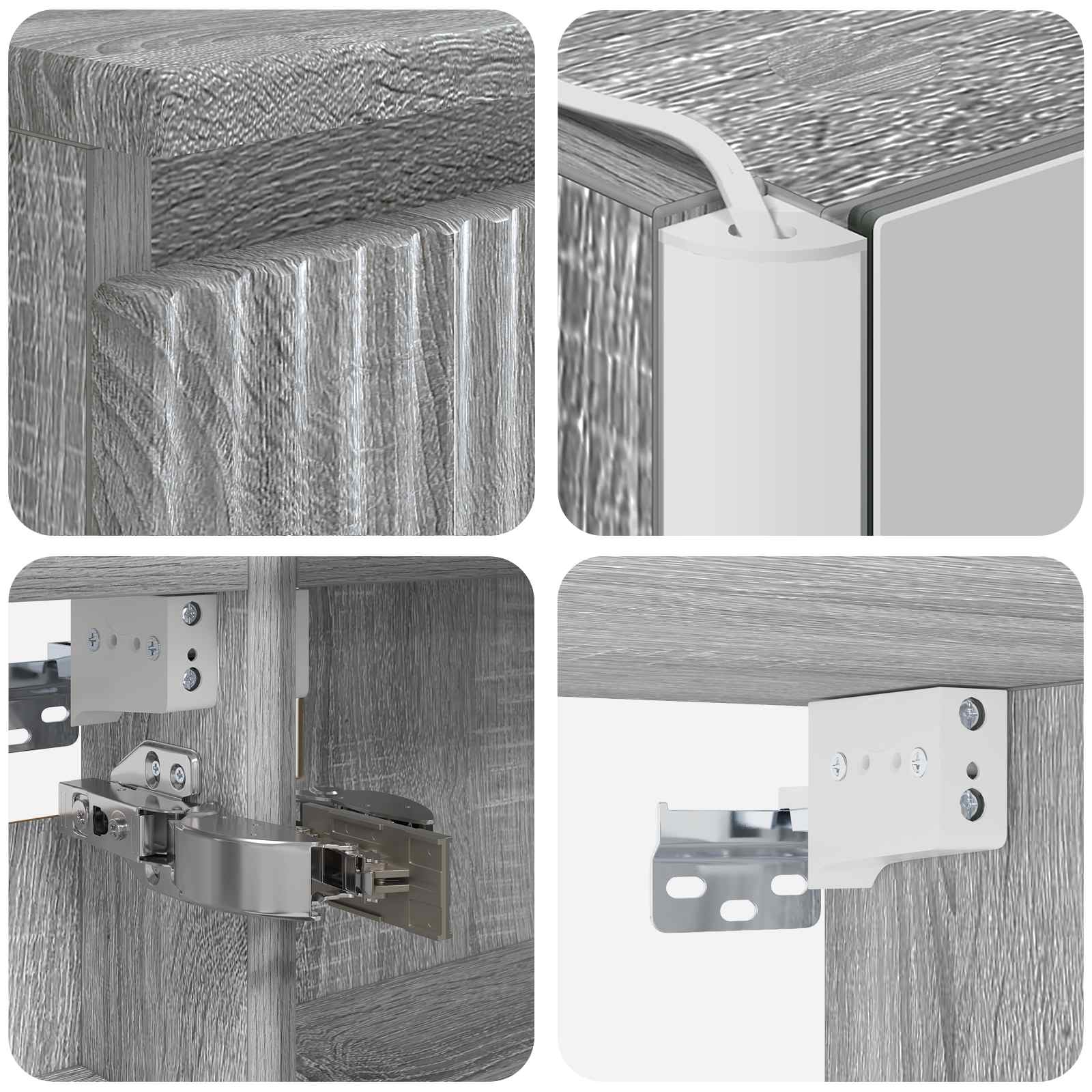 Badkamermeubelset 6 pcs Grijs Sonoma Bewerkt hout en glas is nu te koop bij PeponiXL, paradijselijk wonen!
