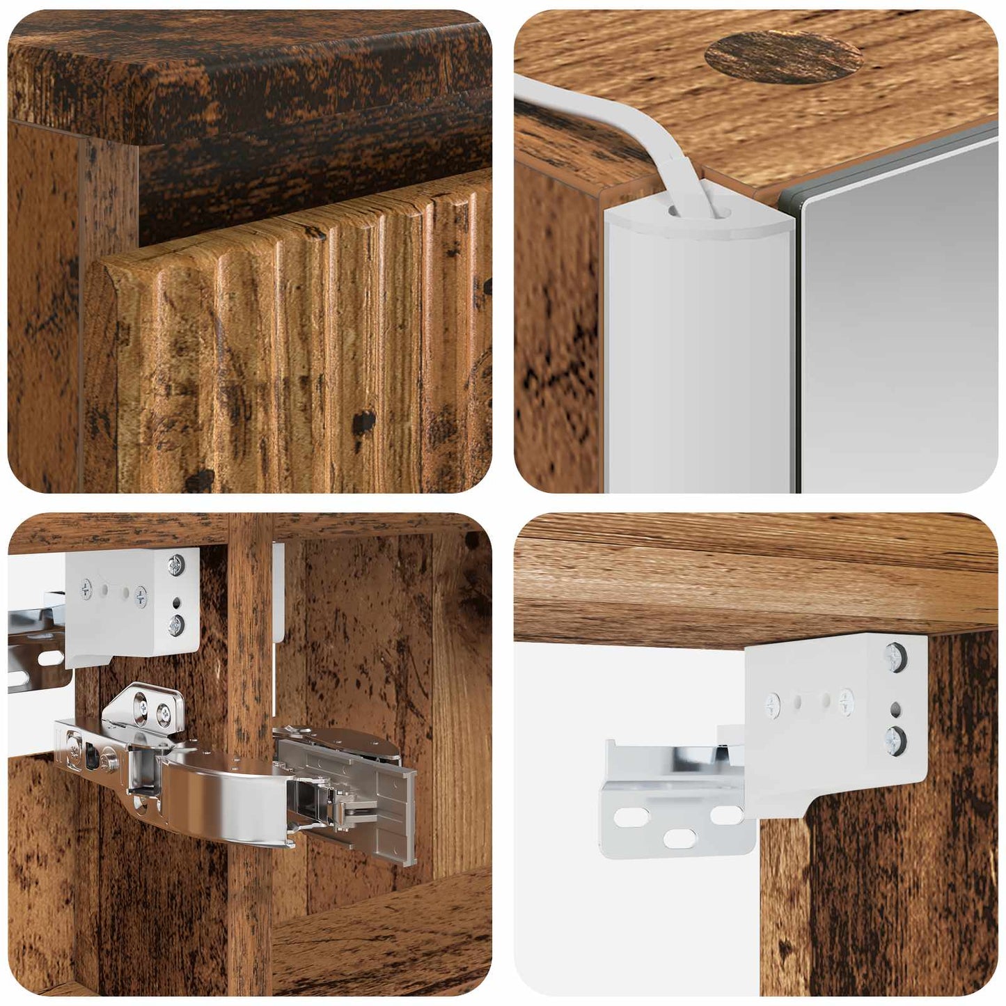 Badkamermeubelset 6 pcs Oud hout Bewerkt hout en glas is nu te koop bij PeponiXL, paradijselijk wonen!