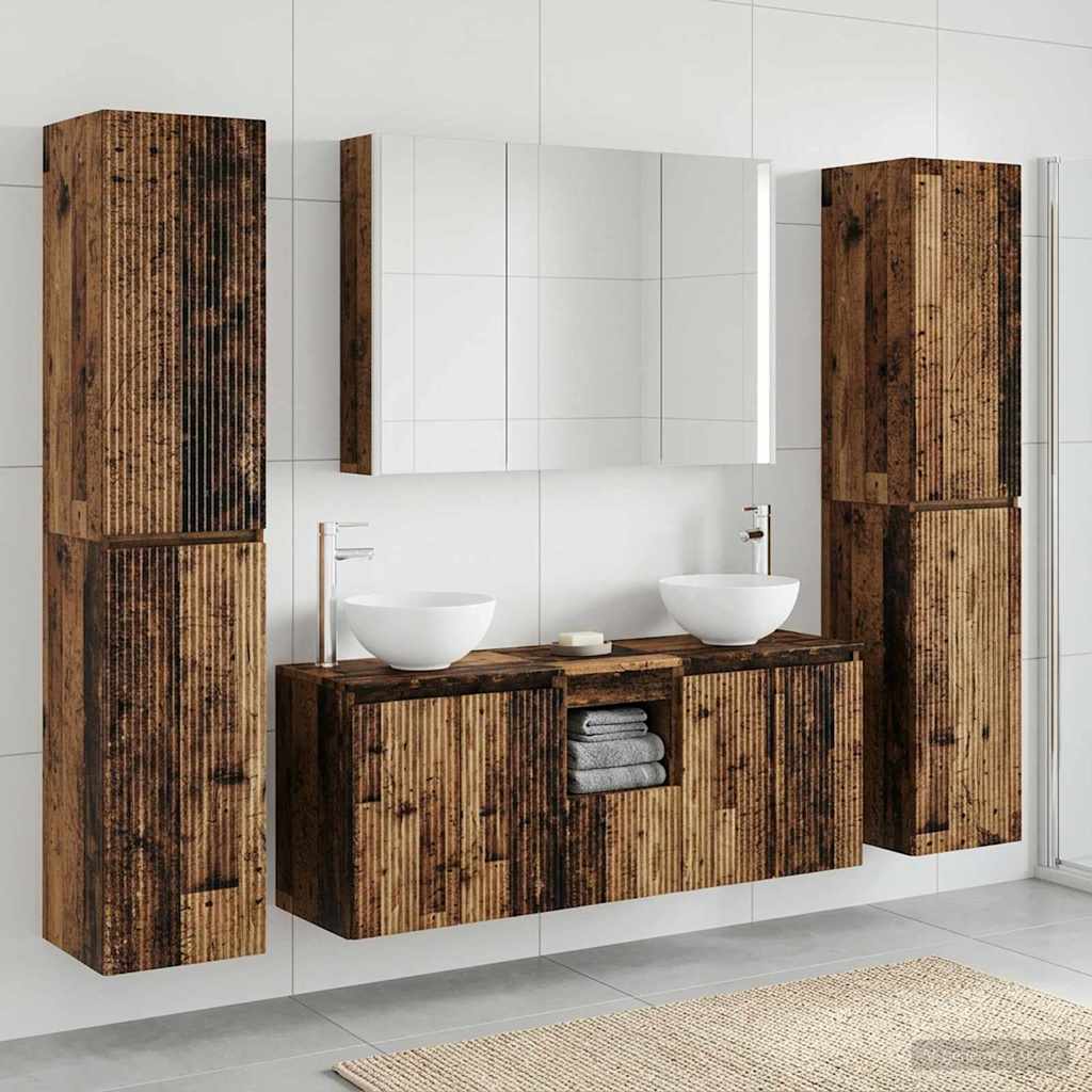 Badkamermeubelset 6 pcs Oud hout Bewerkt hout en glas is nu te koop bij PeponiXL, paradijselijk wonen!