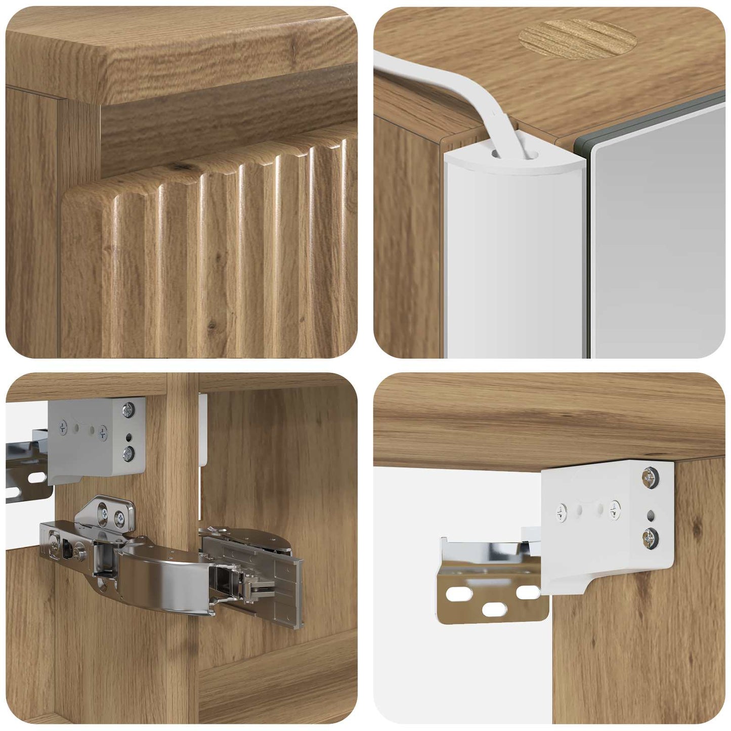Badkamermeubelset 6 pcs Artisanaal eiken Bewerkt hout en glas is nu te koop bij PeponiXL, paradijselijk wonen!