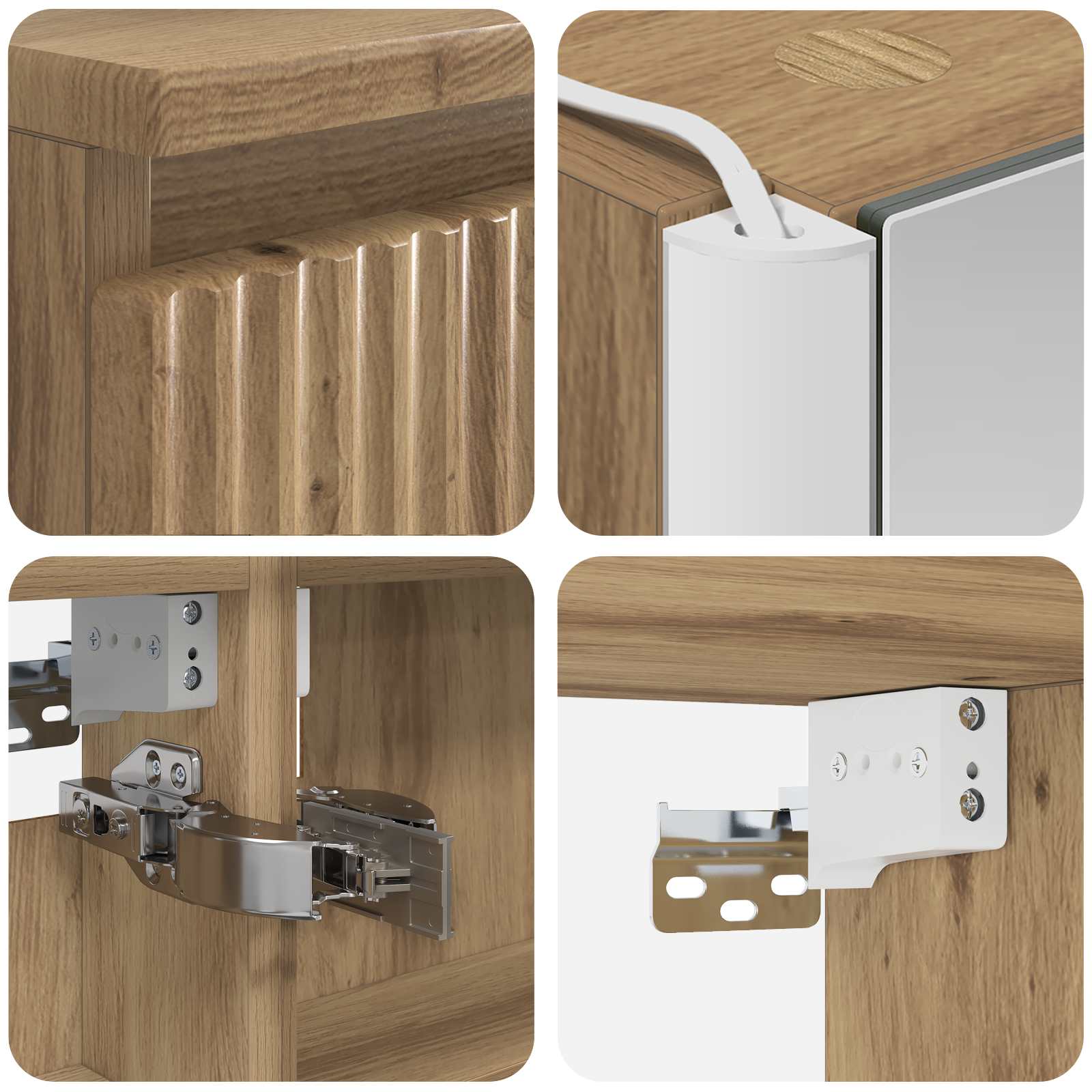 Badkamermeubelset 6 pcs Artisanaal eiken Bewerkt hout en glas is nu te koop bij PeponiXL, paradijselijk wonen!