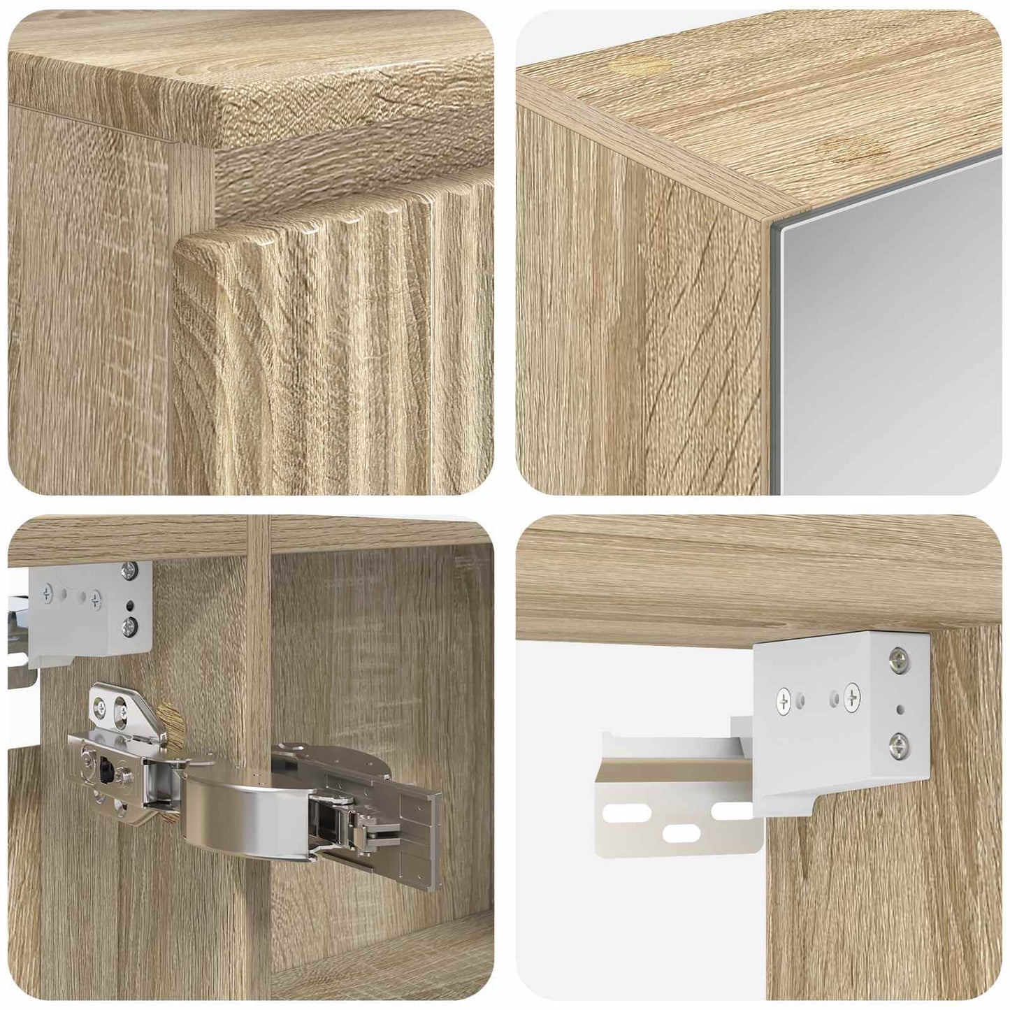 Badkamermeubelset 6 pcs Sonoma Eiken Bewerkt hout en glas is nu te koop bij PeponiXL, paradijselijk wonen!