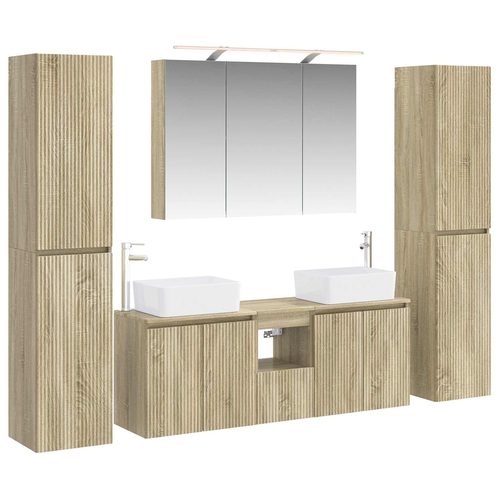 Badkamermeubelset 6 pcs Sonoma Eiken Bewerkt hout en glas is nu te koop bij PeponiXL, paradijselijk wonen!