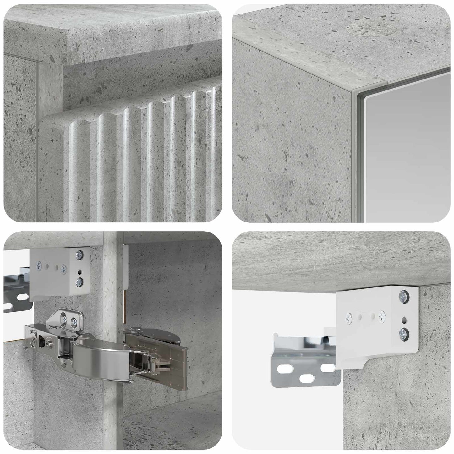 Badkamermeubelset 6 pcs Betongrijs Bewerkt hout en glas is nu te koop bij PeponiXL, paradijselijk wonen!