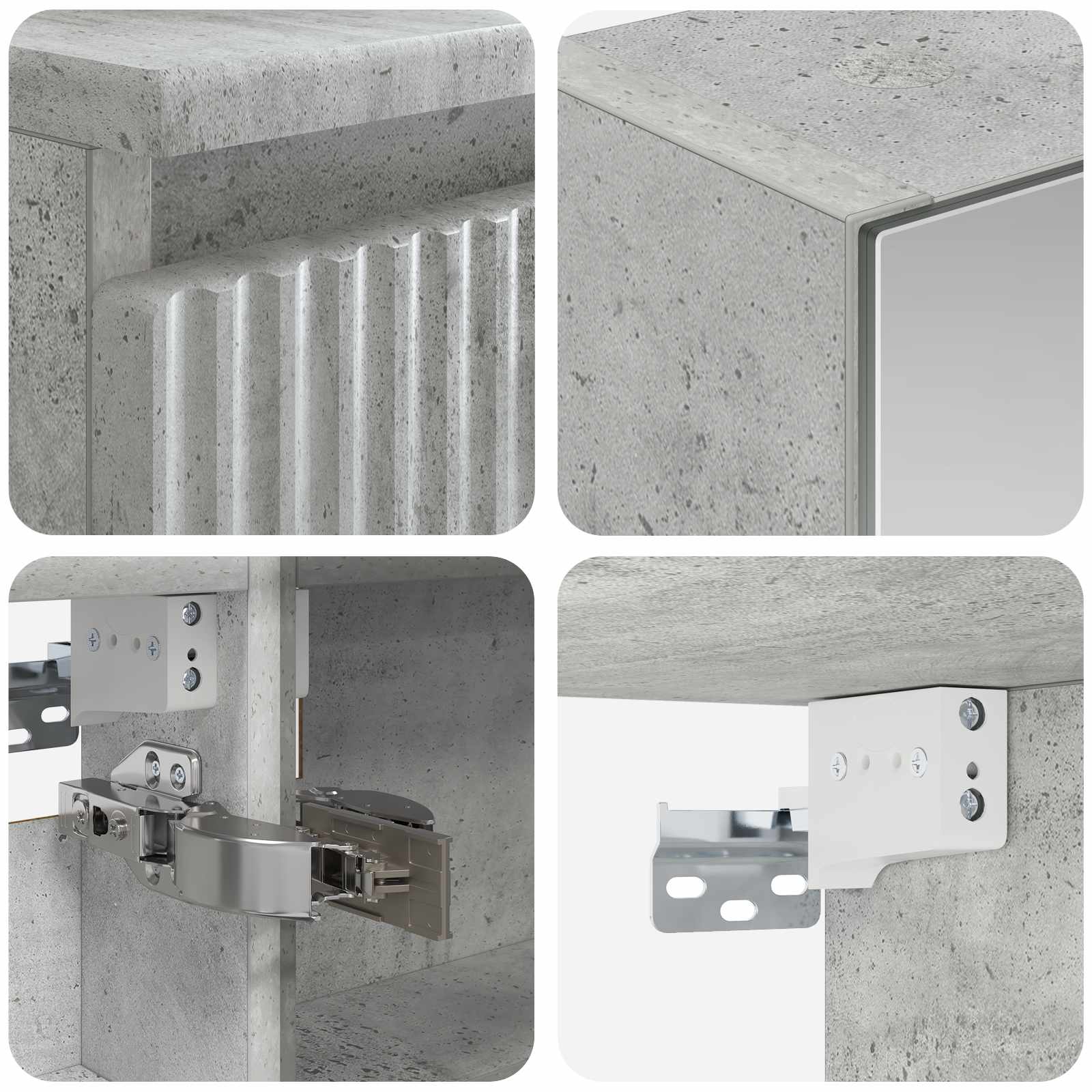 Badkamermeubelset 6 pcs Betongrijs Bewerkt hout en glas is nu te koop bij PeponiXL, paradijselijk wonen!