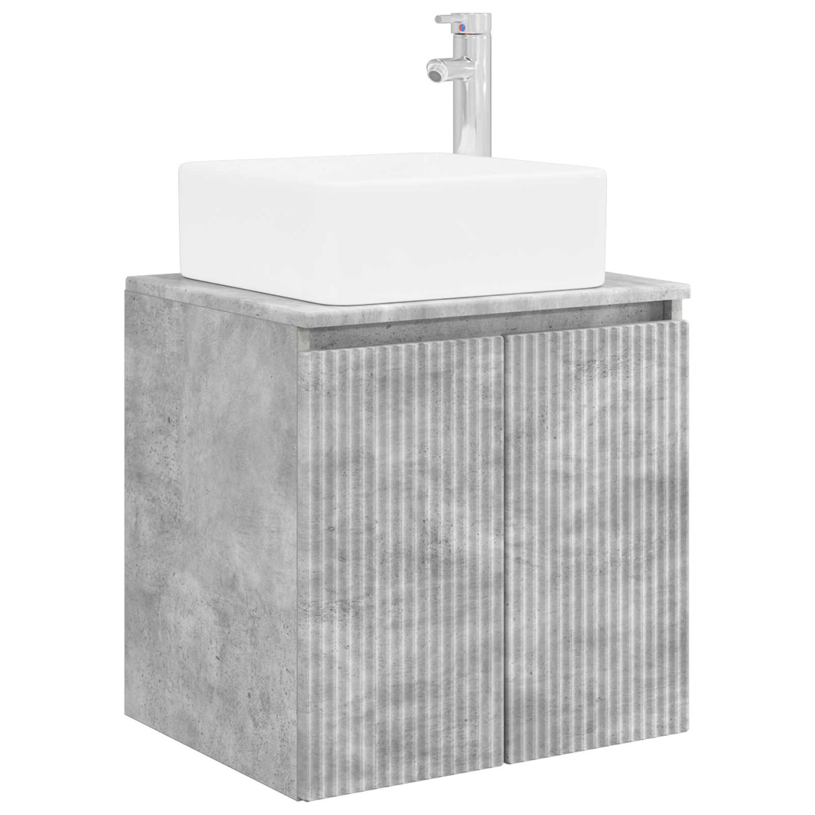 Badkamermeubelset 6 pcs Betongrijs Bewerkt hout en glas is nu te koop bij PeponiXL, paradijselijk wonen!