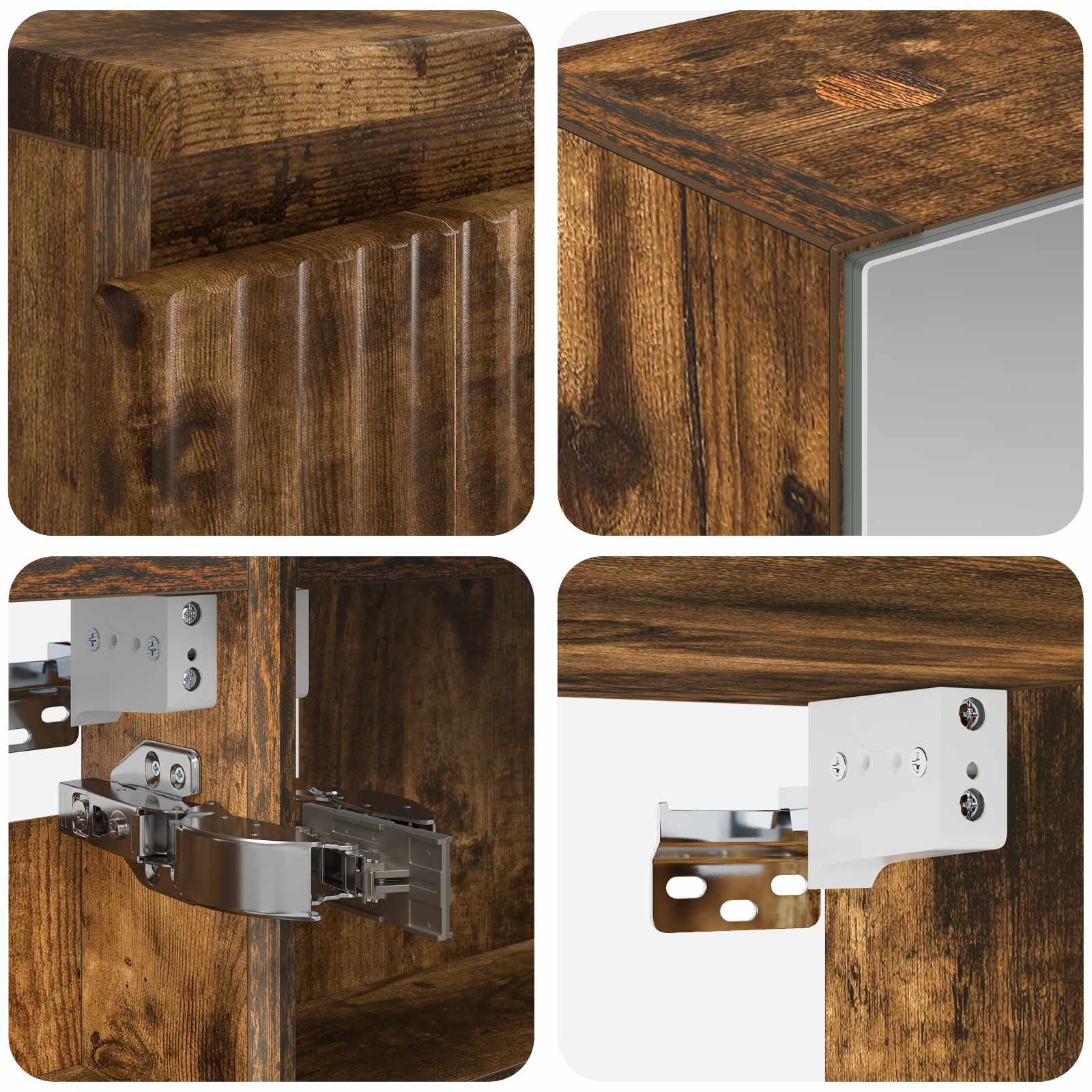 Badkamermeubelset 6 pcs Gerookt eiken Bewerkt hout en glas is nu te koop bij PeponiXL, paradijselijk wonen!