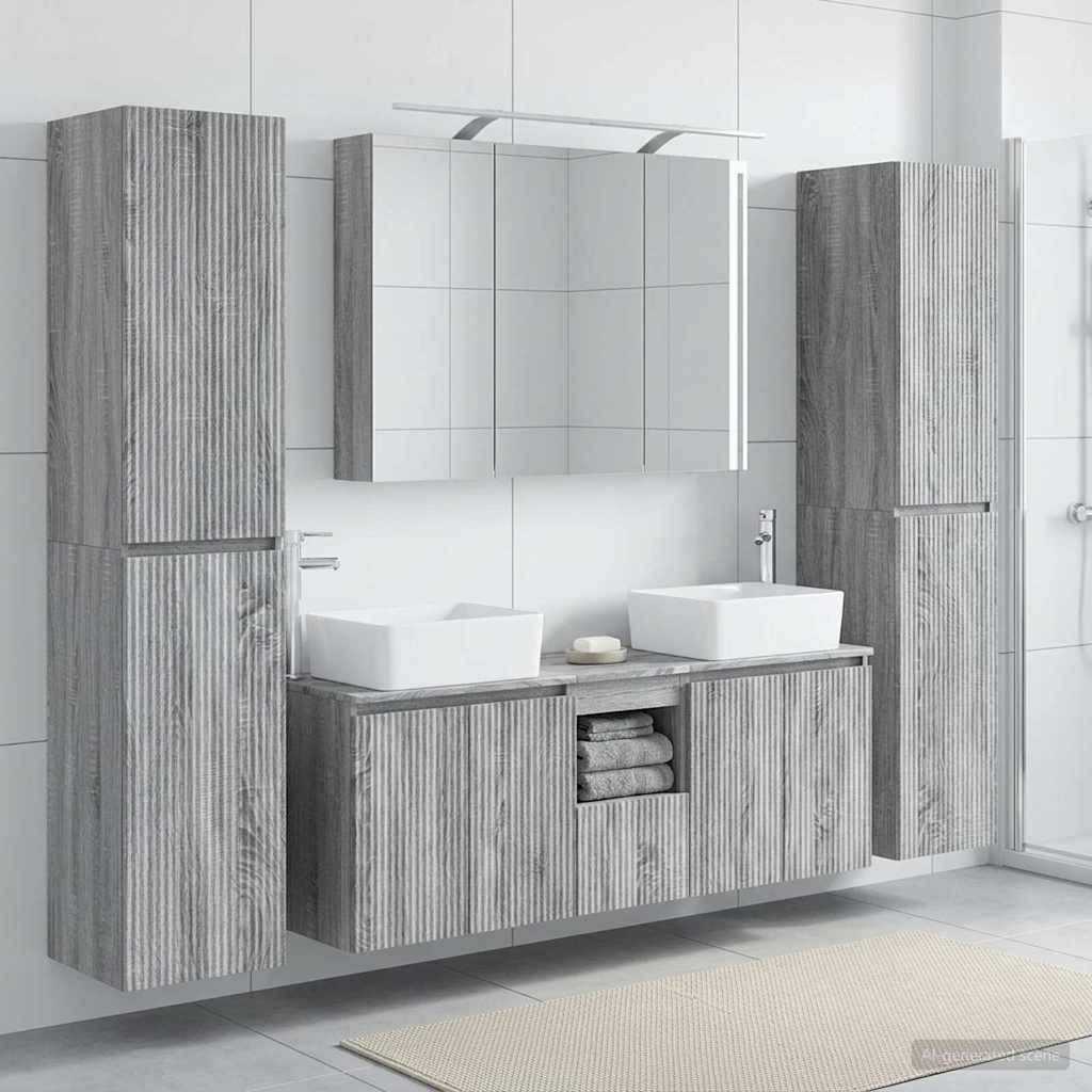 Badkamermeubelset 6 pcs Grijs Sonoma Bewerkt hout en glas is nu te koop bij PeponiXL, paradijselijk wonen!