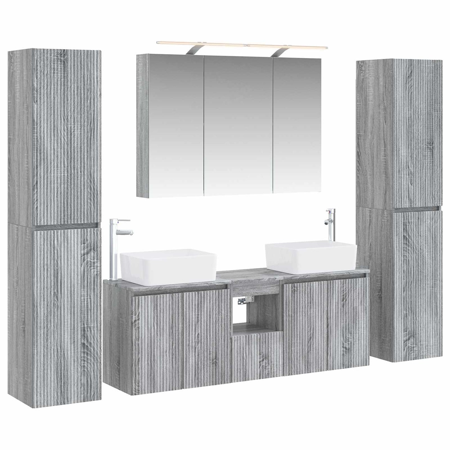Badkamermeubelset 6 pcs Grijs Sonoma Bewerkt hout en glas is nu te koop bij PeponiXL, paradijselijk wonen!