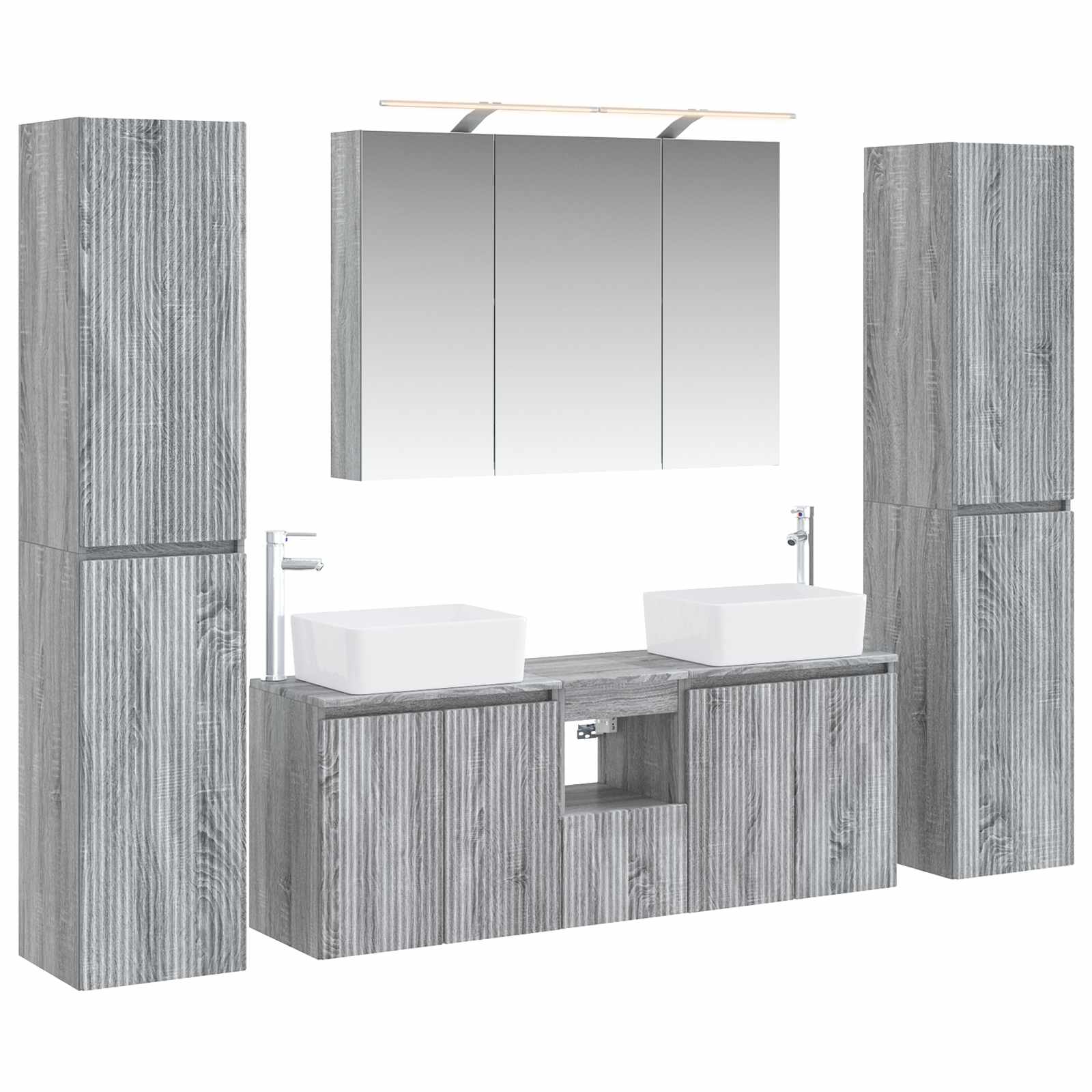 Badkamermeubelset 6 pcs Grijs Sonoma Bewerkt hout en glas is nu te koop bij PeponiXL, paradijselijk wonen!
