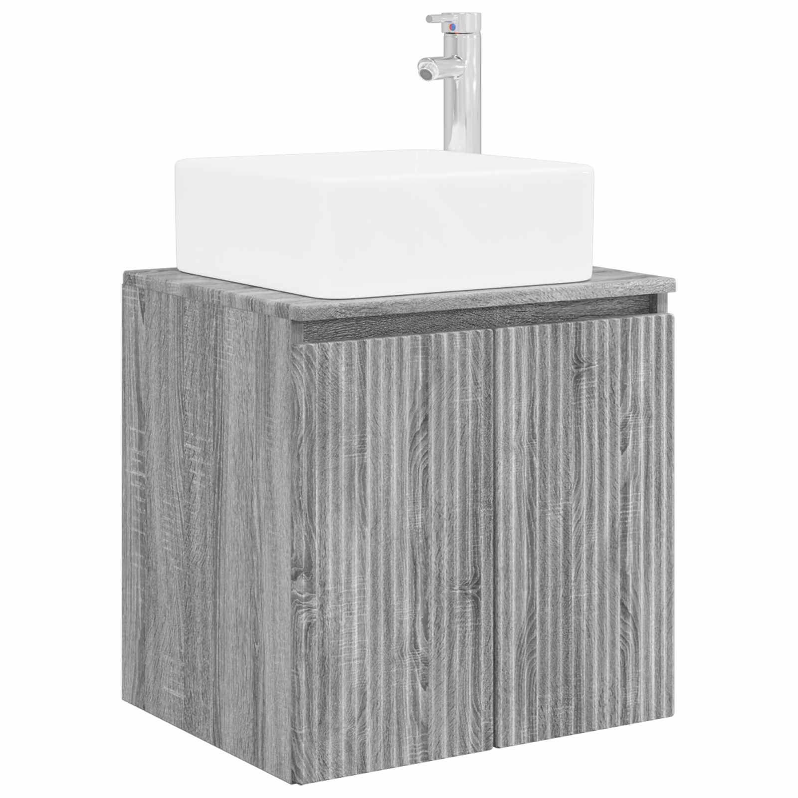 Badkamermeubelset 6 pcs Grijs Sonoma Bewerkt hout en glas is nu te koop bij PeponiXL, paradijselijk wonen!