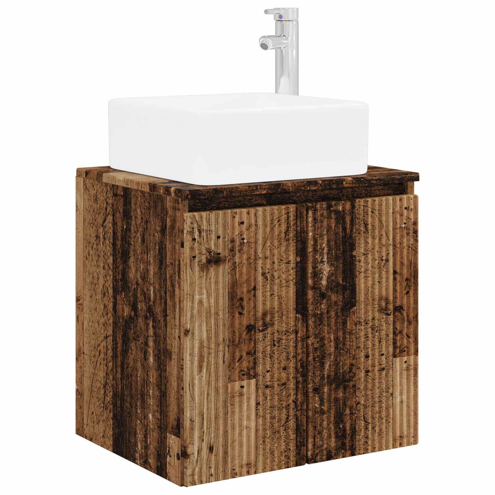 Badkamermeubelset 6 pcs Oud hout Bewerkt hout en glas is nu te koop bij PeponiXL, paradijselijk wonen!