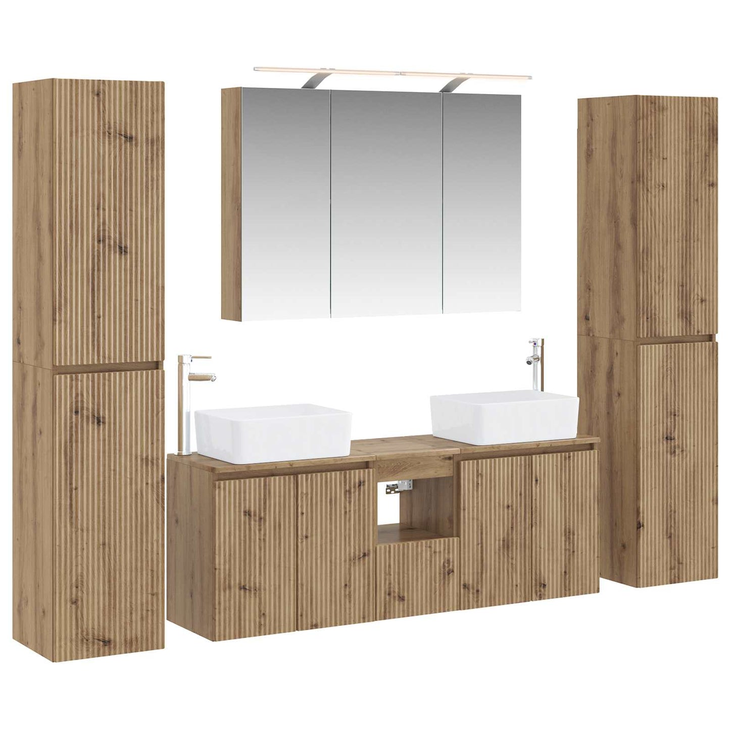 Badkamermeubelset 6 st Artisanaal eiken Bewerkt hout en glas is nu te koop bij PeponiXL, paradijselijk wonen!