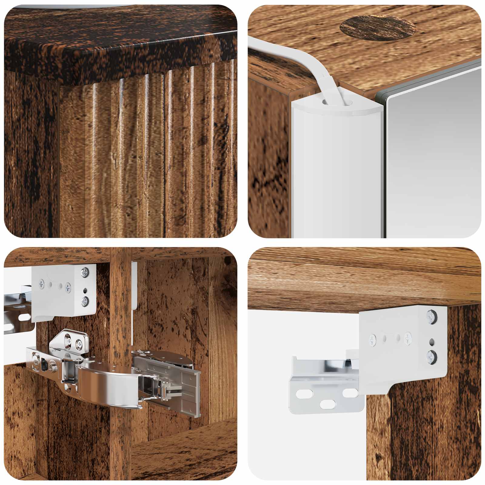 Badkamermeubelset 5 pcs Oud hout Bewerkt hout en glas is nu te koop bij PeponiXL, paradijselijk wonen!