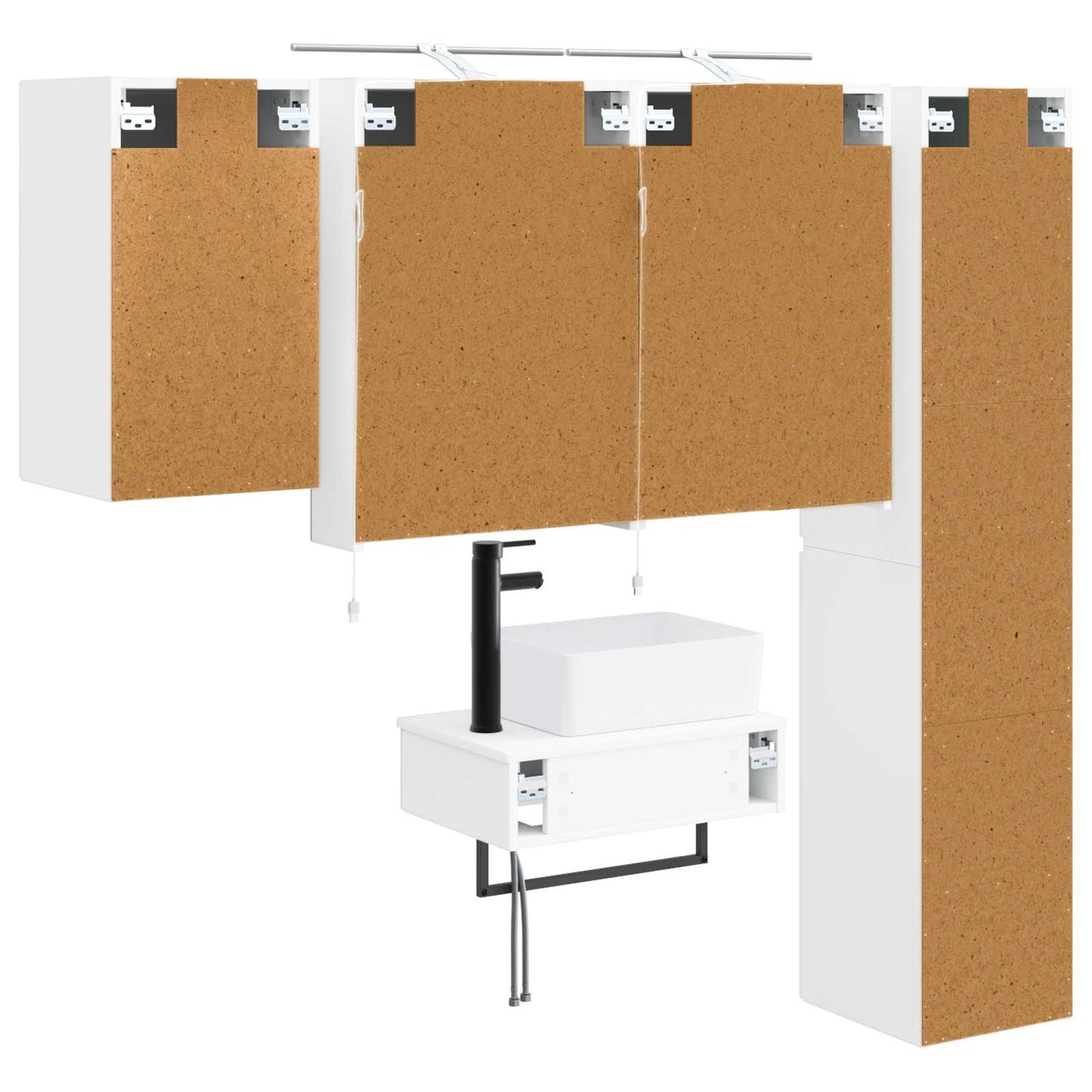 Badkamermeubelset 5 pcs Wit Bewerkt hout en glas is nu te koop bij PeponiXL, paradijselijk wonen!