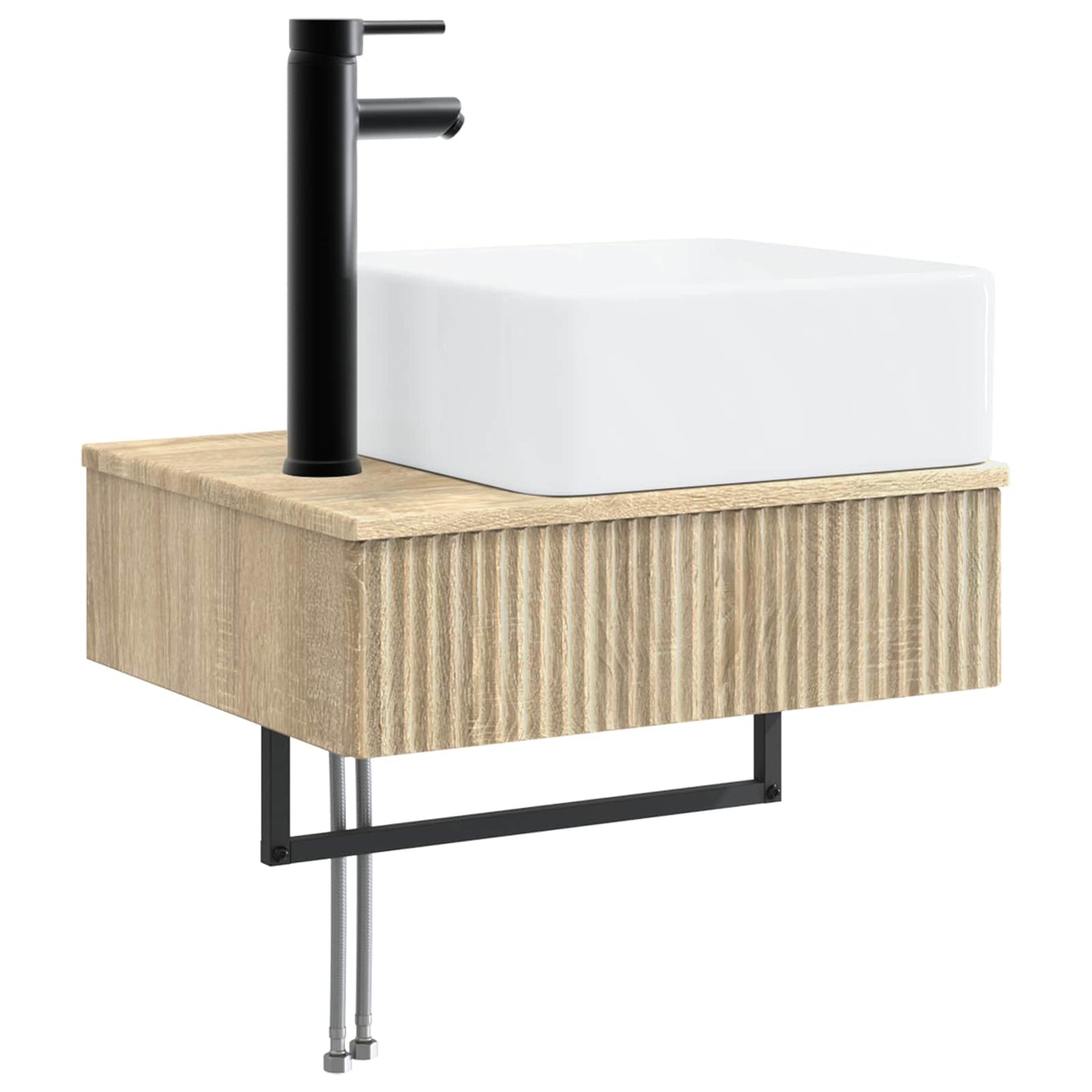 Badkamermeubelset 5 pcs Sonoma Eiken Bewerkt hout en glas is nu te koop bij PeponiXL, paradijselijk wonen!