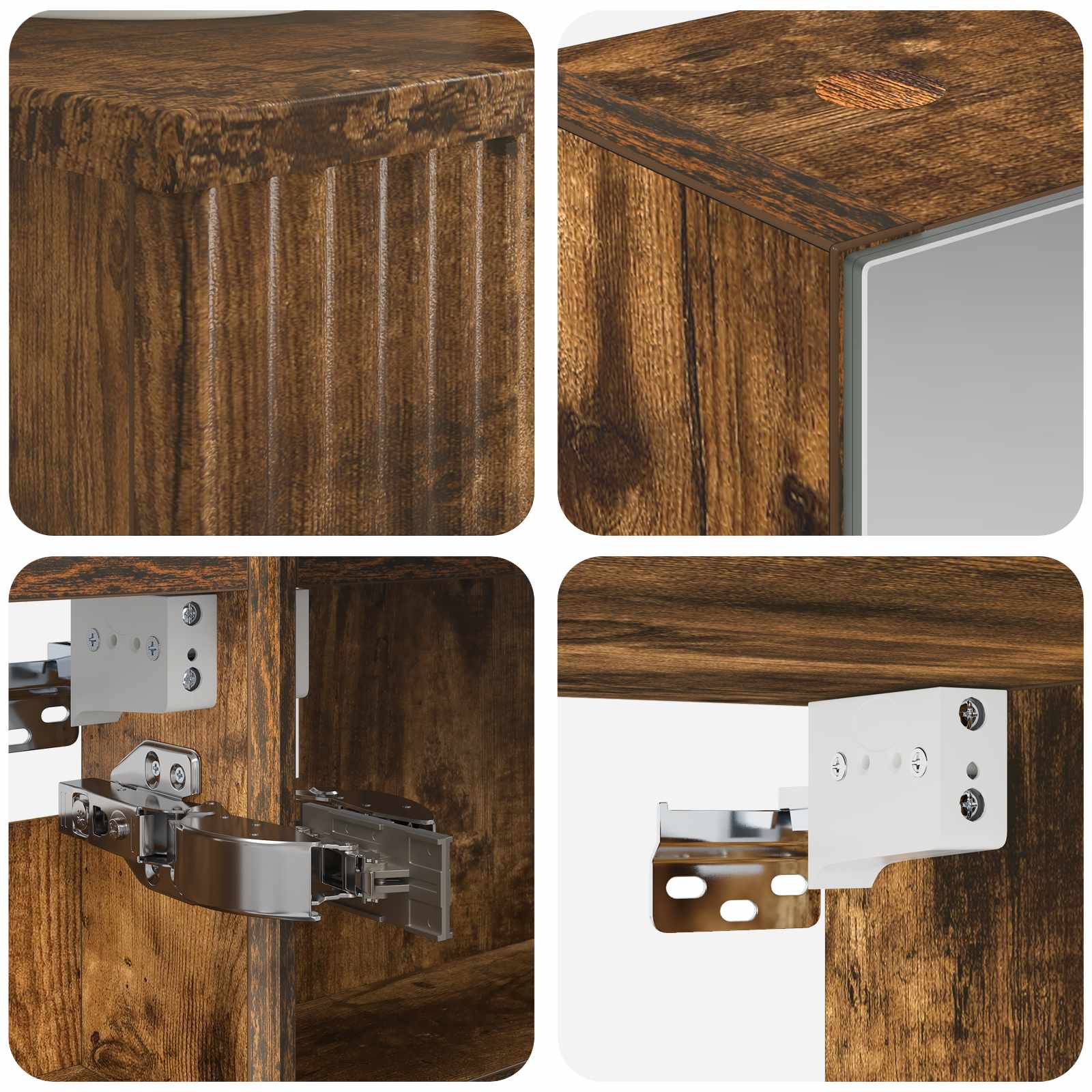 Badkamermeubelset 5 pcs Gerookt eiken Bewerkt hout en glas is nu te koop bij PeponiXL, paradijselijk wonen!