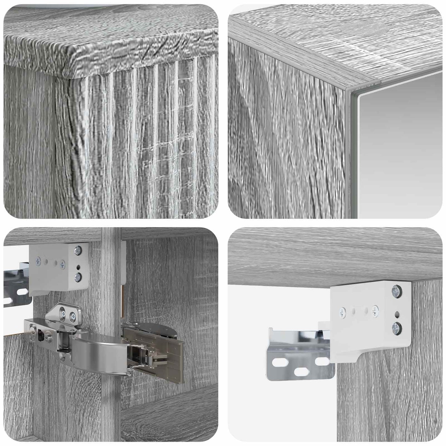 Badkamermeubelset 5 pcs Grijs Sonoma Bewerkt hout en glas is nu te koop bij PeponiXL, paradijselijk wonen!
